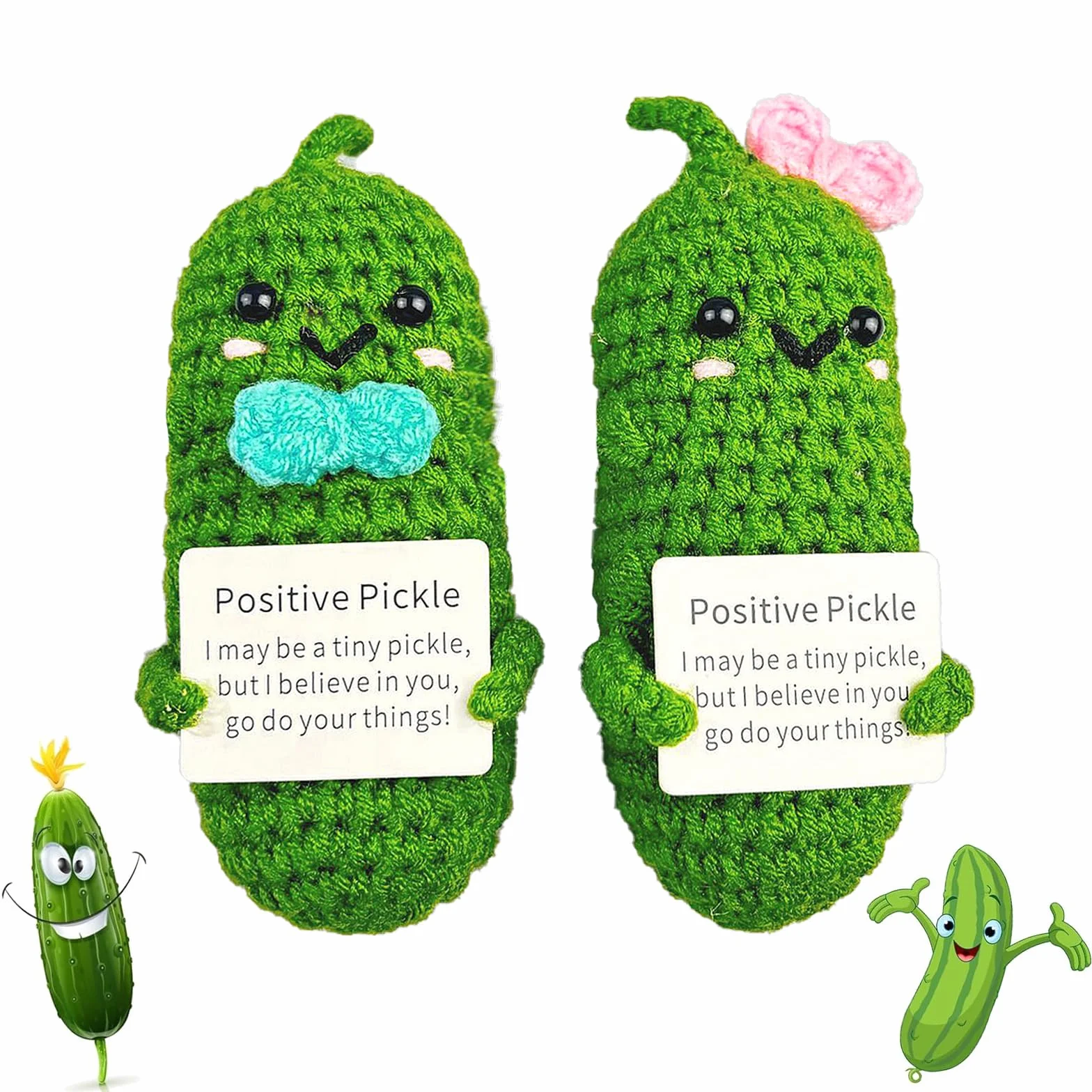 2 szt. Emotional Support Pickle, Mini Potato Positive Zabawna Lalka, Śliczna Mini Pozytywna Ziemniak Lalka Ziemniaków, Kreatywna Wełna Dzianinowa Lalka Ziemniaczana, Śmieszne Prezenty
