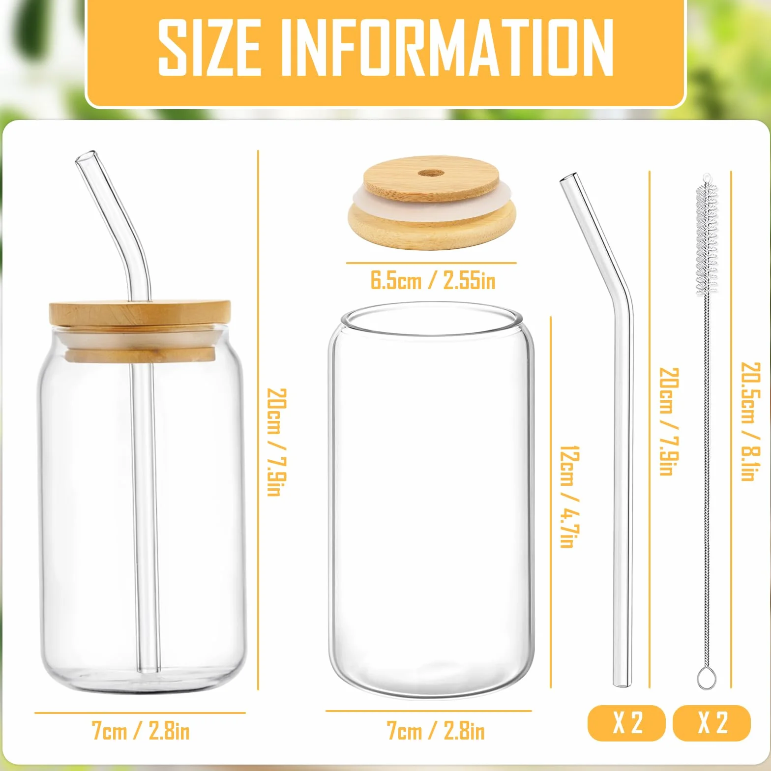 Szklane kubki zestaw 2 szt 500 ml wielokrotnego użytku do kawy koktajli