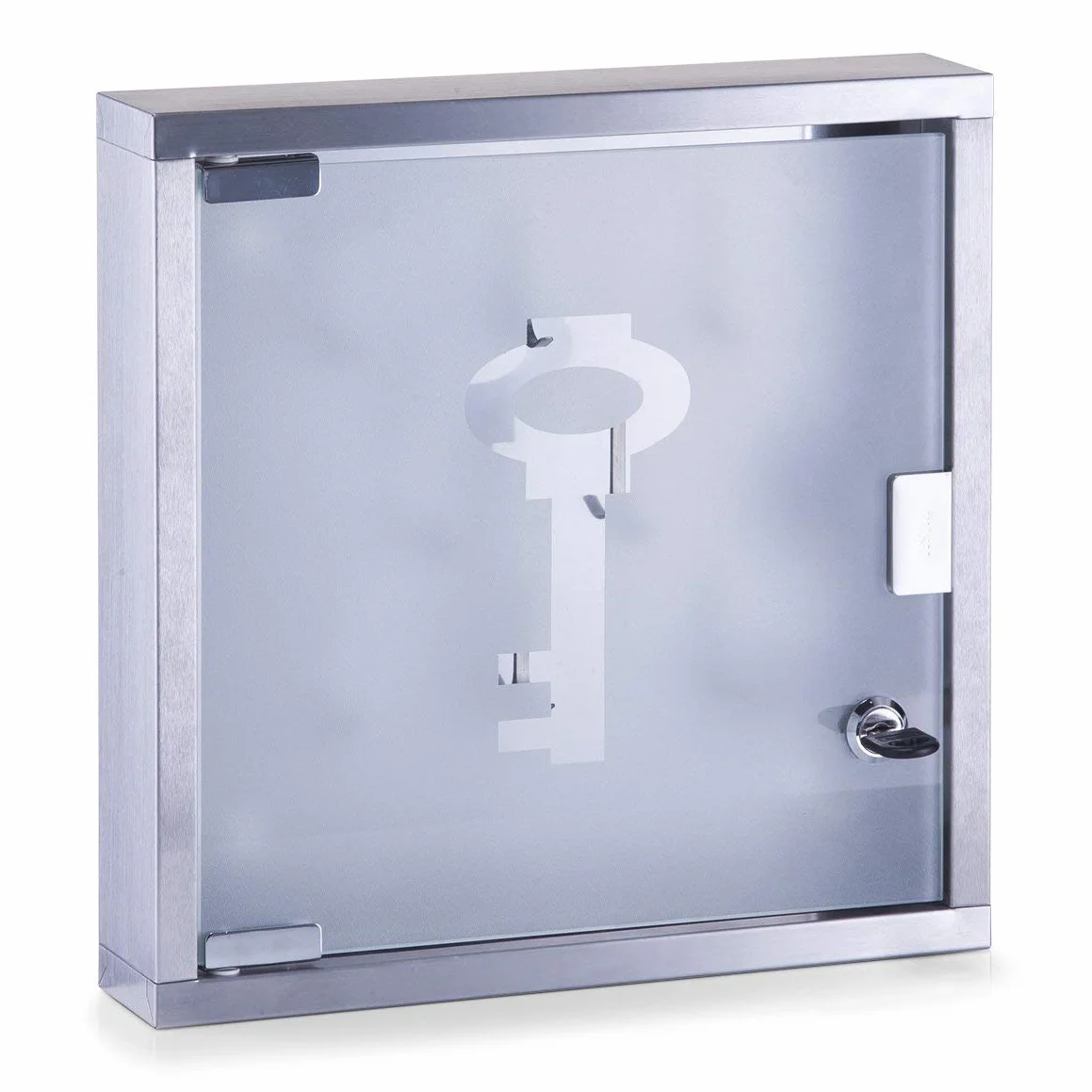 Zeller szafka na klucze 30 x 6 x 30 cm stal nierdzewna szkło