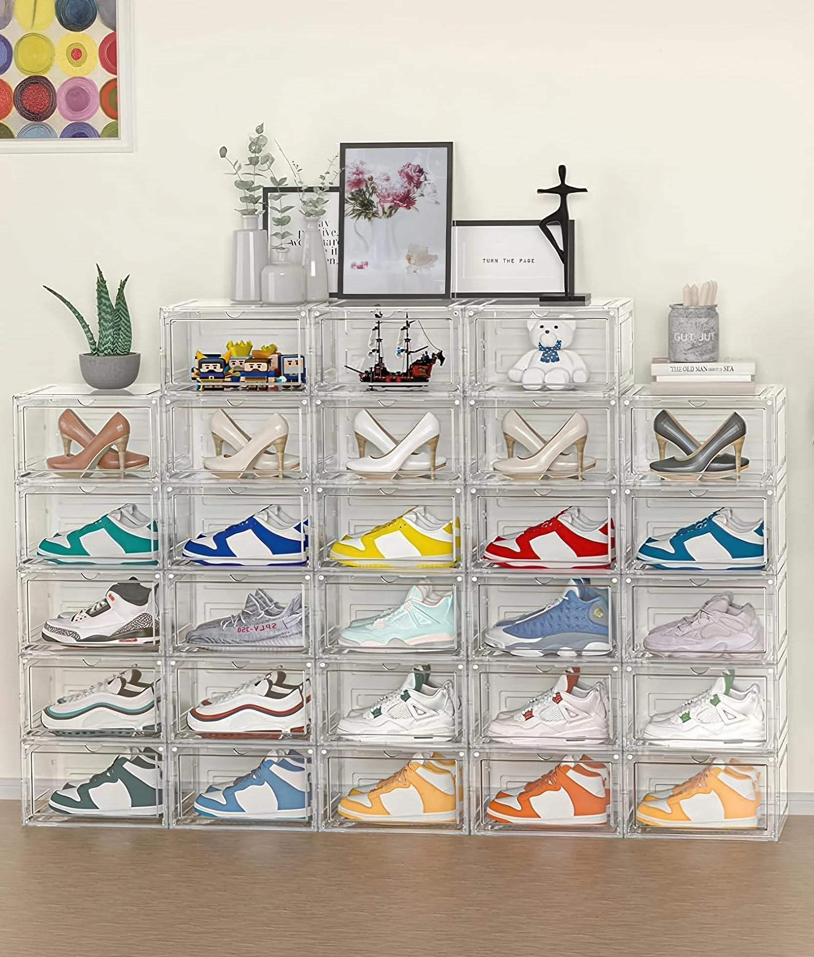 ADOV Przezroczyste Plastikowe Pudełka na Buty Zestaw 6 Sztuk z Pokrywką, Organizer na Sneakersy do EU 46