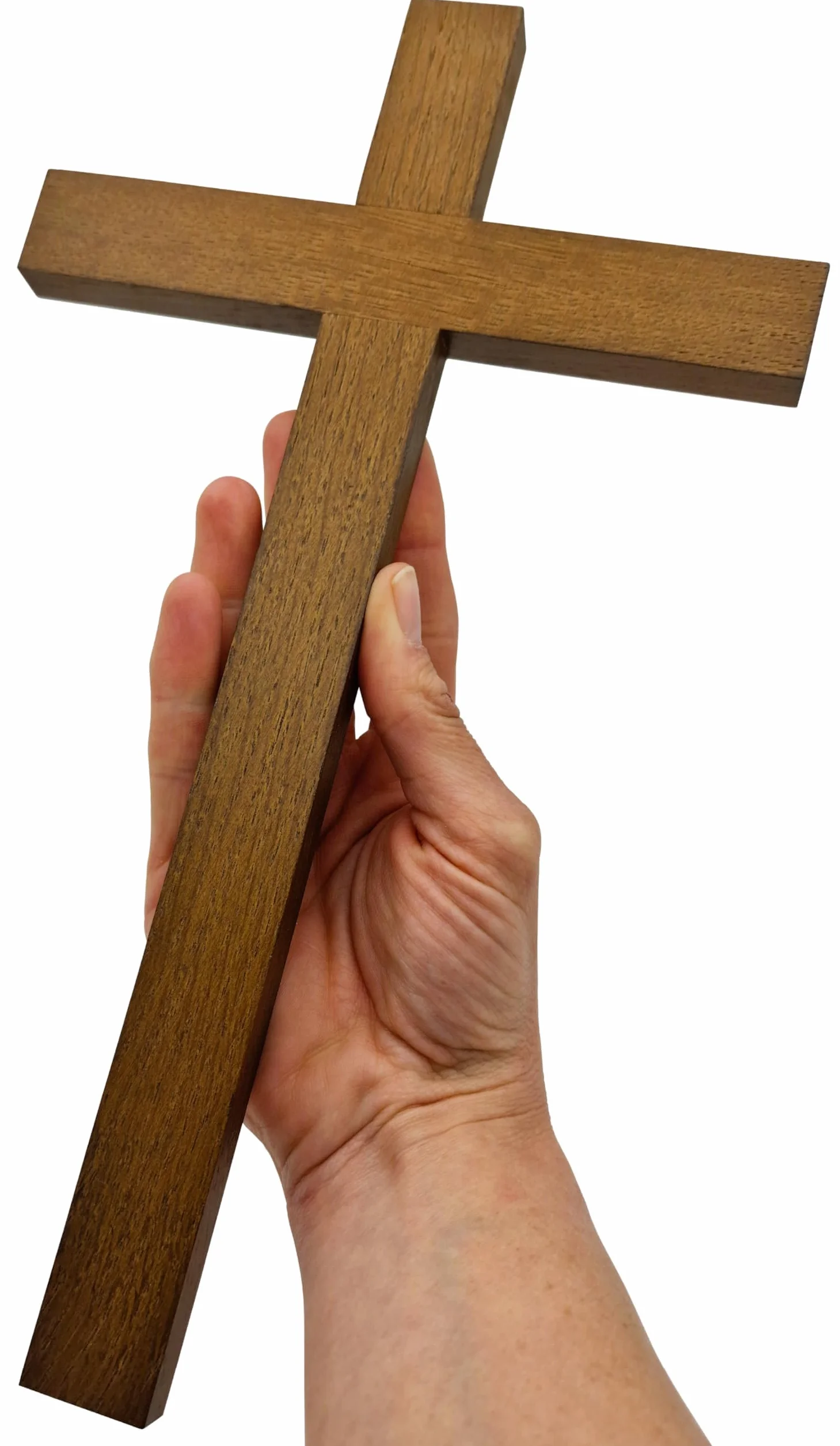 Lunexus Drewniany krzyż ścienny 30 cm drewno bukowe - błogosławiony - ręcznie wykonany krzyż drewniany krzyż ścienny do zawieszenia, ołtarz domowy, krzyż, dekoracja, błogosławiony, prezent, komunia