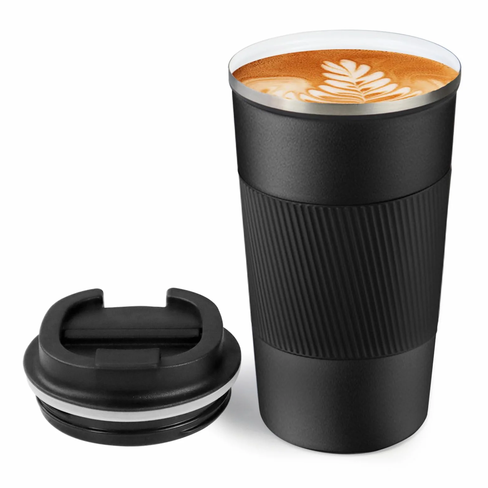 Kubek Kubek 500 ml z ceramiczną powłoką wewnątrz, izolowany kubek podróżny z pokrywką, szczelny kubek podróżny do kawy, pasuje do samochodowego uchwytu na kubek