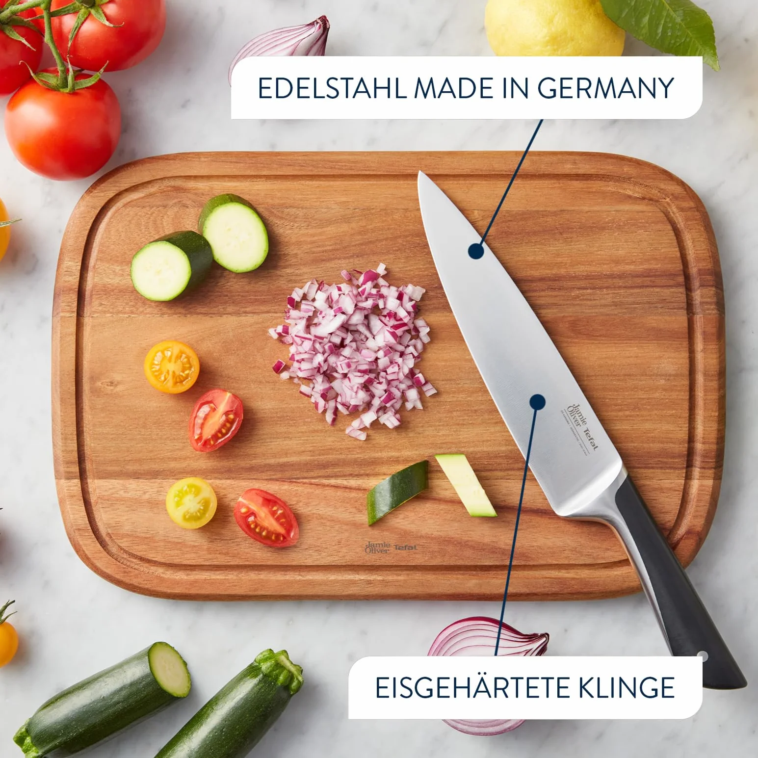 TEFAL K267S3 Jamie Oliver 3-częściowy zestaw noży | nóż szefa kuchni | nóż uniwersalny | wysoka wydajność cięcia | niepowtarzalny design | wytrzymałe ostrza | stal nierdzewna/czarna