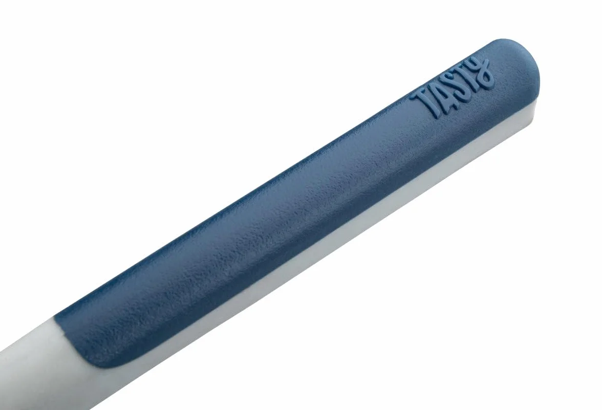 Tasty Nóż Santoku Live Knife, Ostrze 13 cm, do Precyzyjnego Krojenia w Kuchni: Siekania, Krojenia w Kostkę i Filetowania, Kolor Szary/Niebieski/Srebrny