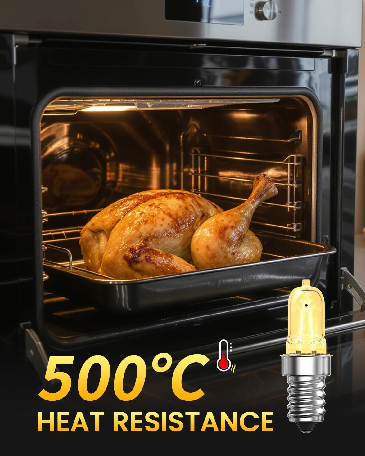 Żarówka do Piekarnika E14 42W 500℃ Ciepła Biała 2700K AC 230V Ściemniana