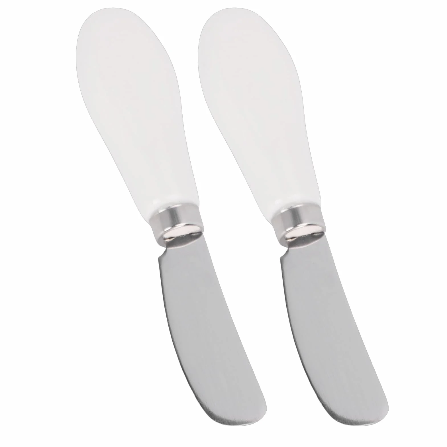 Acouto 2 szt. Nóż do Masła, Naczynie ze Stali Nierdzewnej Nadające się do Mycia w Zmywarce z Ceramicznym Uchwytem Smarowania Dżemu i Sera (WHITE)