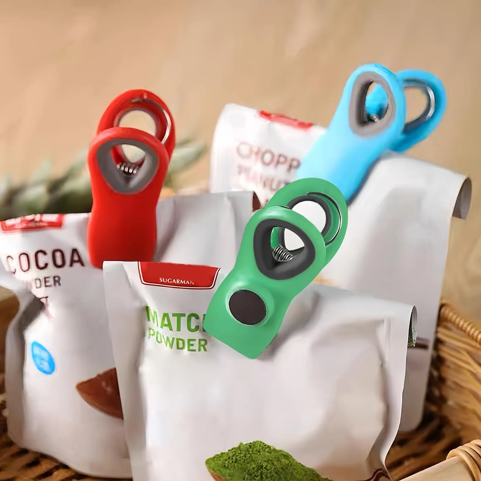 12 sztuk klipsów do torebek z chipem spożywczym, magnetyczne klipsy, mocne klipsy magnetyczne, plastikowe klipsy, opakowania do otwartych torebek na przekąski, kawę i środek spożywczy