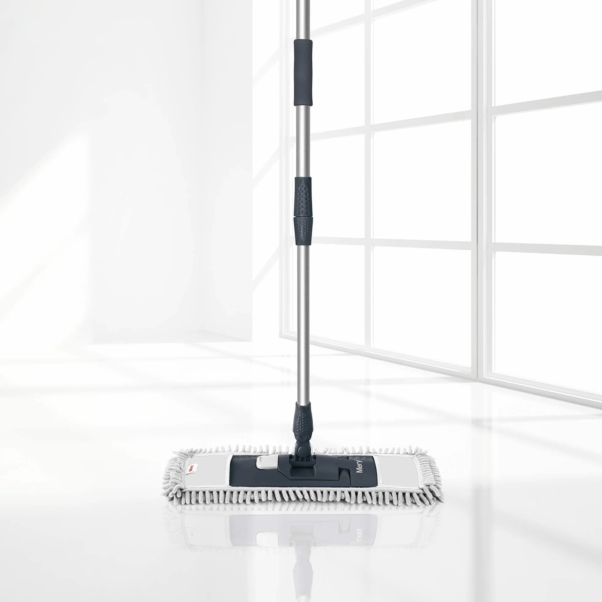 Mery Mop do mycia z mikrofibry, metal, czarny/szary, 47 x 15,5 x 80-140 cm