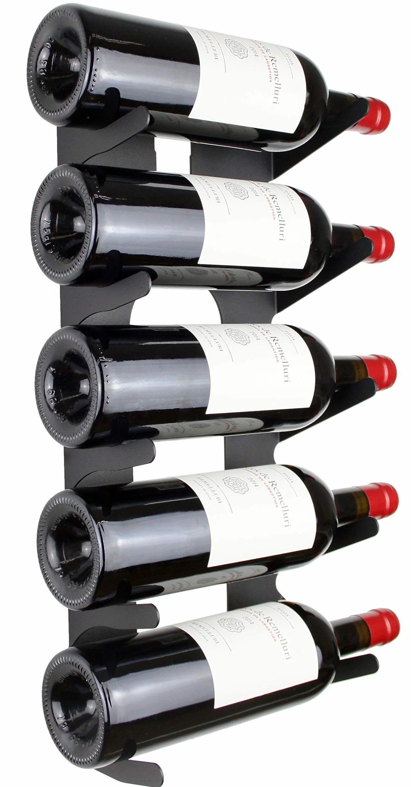 Regał na wino ze stali, mocowanie ścienne, 2 sztuki, czarny