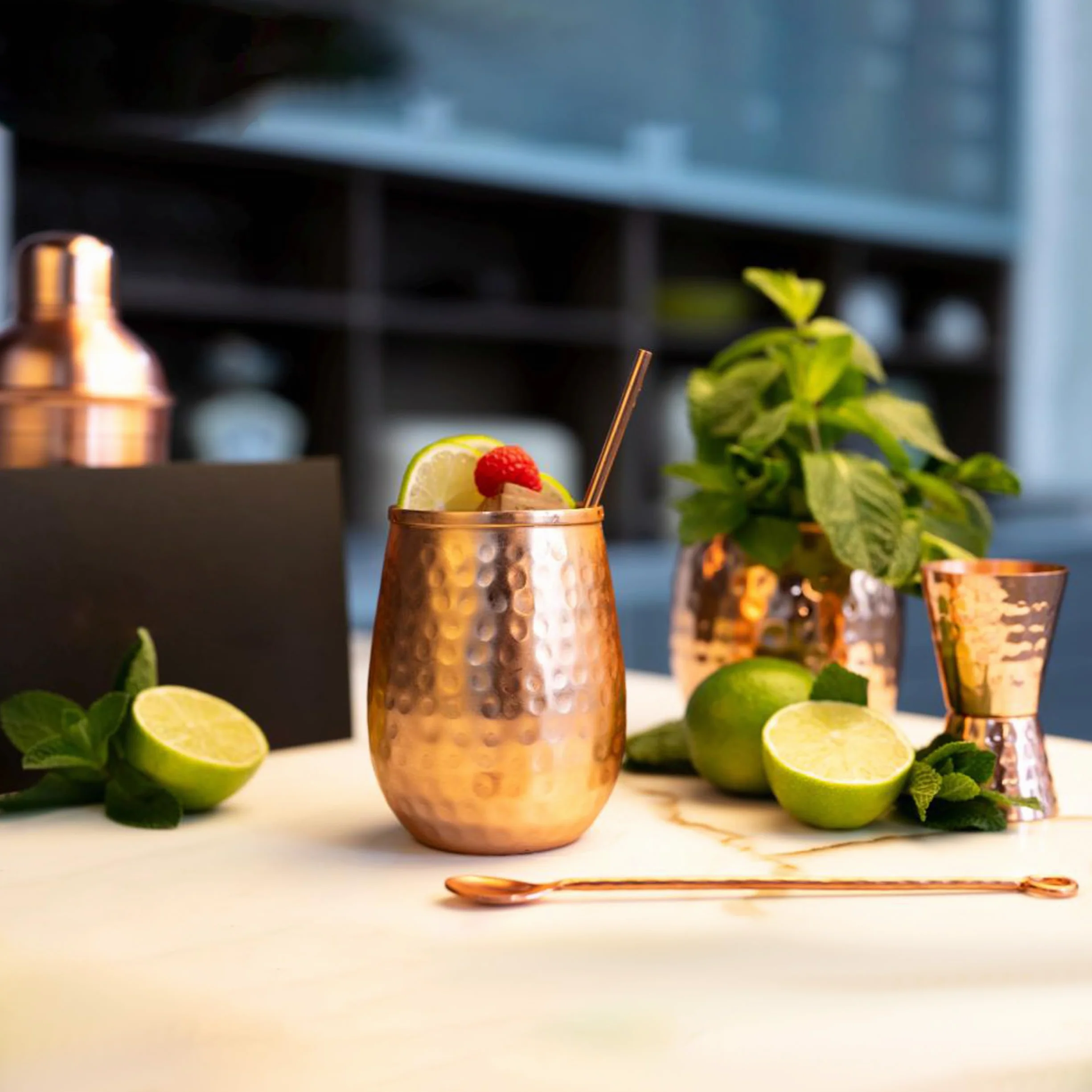 NKlaus 2x kubek miedziany czysta miedź 100% Ayuverda kubek do picia owalny Moscow Mule 500 ml 11262