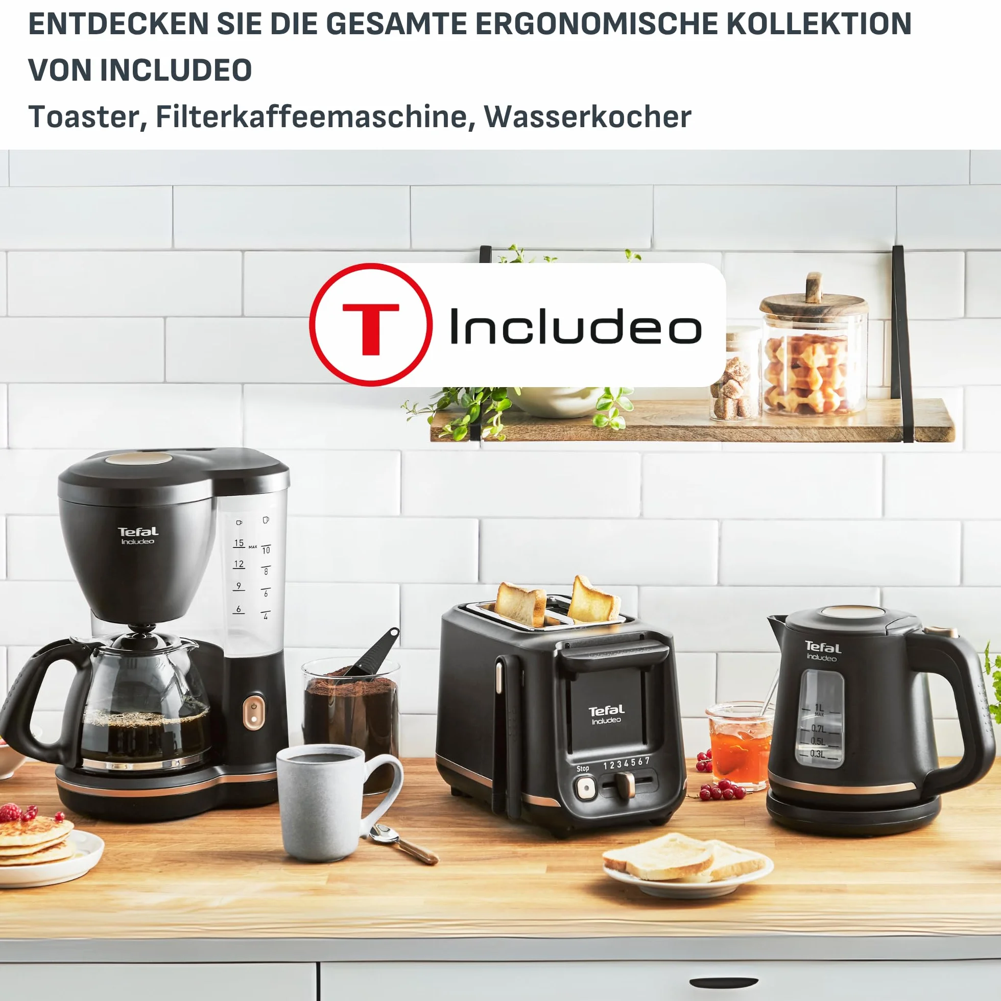 TEFAL KI533811 INCLUDEO czajnik elektryczny, duża moc 2400 W, czujnik niskiego poziomu wody, 1 L, Czarny
