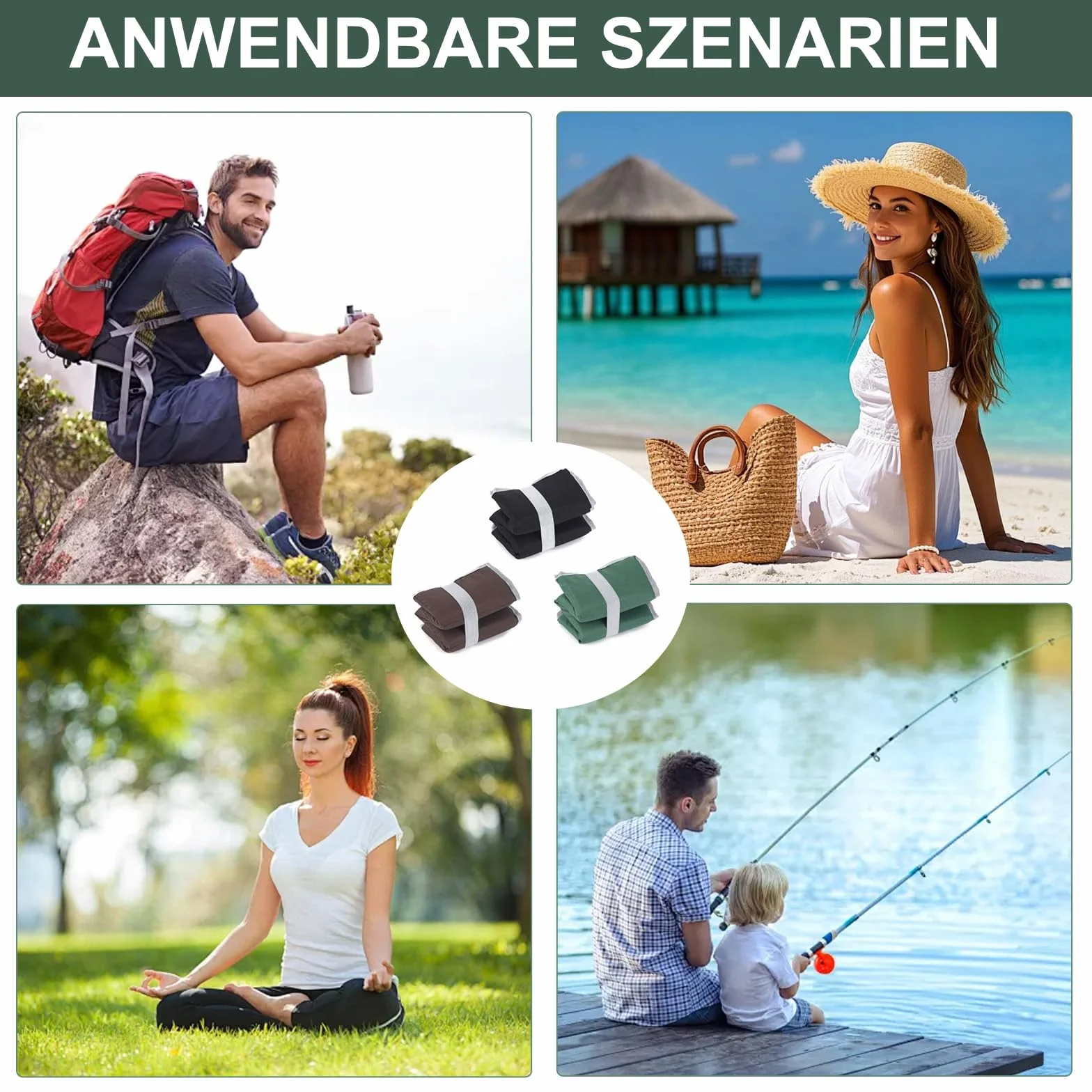 3 sztuki poduszek do siedzenia na zewnątrz, termiczna poduszka do siedzenia, składana, wodoszczelna, z 3 kieszeniami do przechowywania, termiczna podkładka do siedzenia, wodoszczelna, na