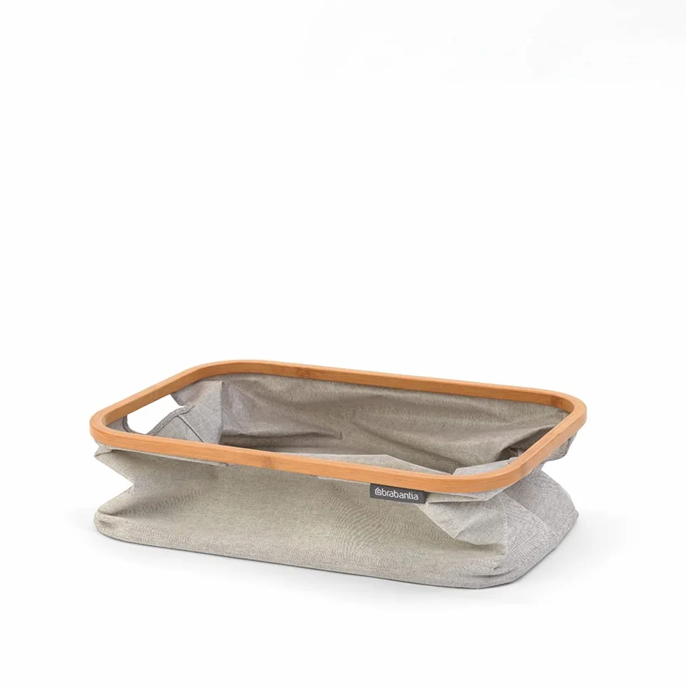 Brabantia - Składany kosz na pranie 45L - Wodoodporny kosz na mokre i suche pranie - Kosz do przechowywania ubrań i bielizny - Miękkie uchwyty - Grey/Bamboo