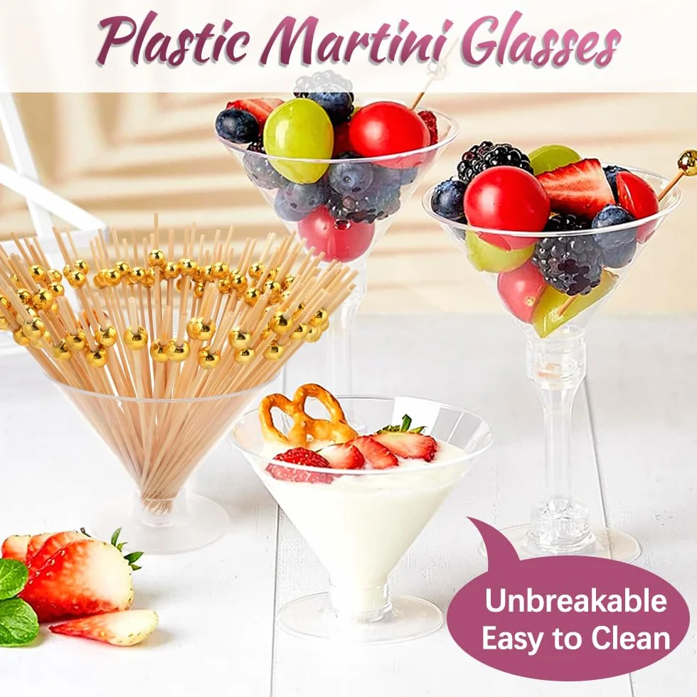 RETON 100 szt. plastikowych kieliszków do Martini 140 ml wielokrotnego użytku zestaw kieliszków koktajlowych