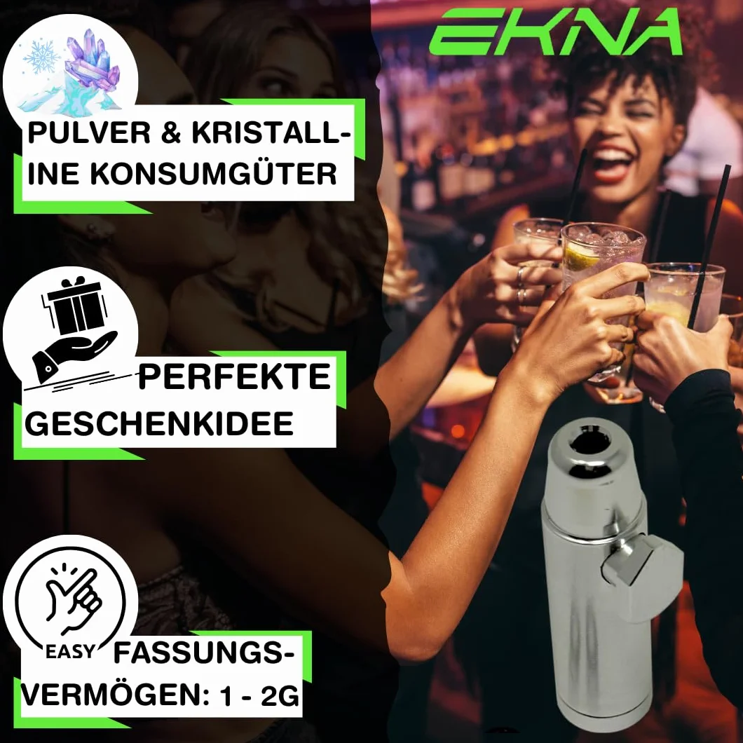 EKNA Dozownik tabaki - różne kolory - Snuff Dispenser Snorter Rocket - dozownik nosa (V1 - czarny), wykonany z materiału