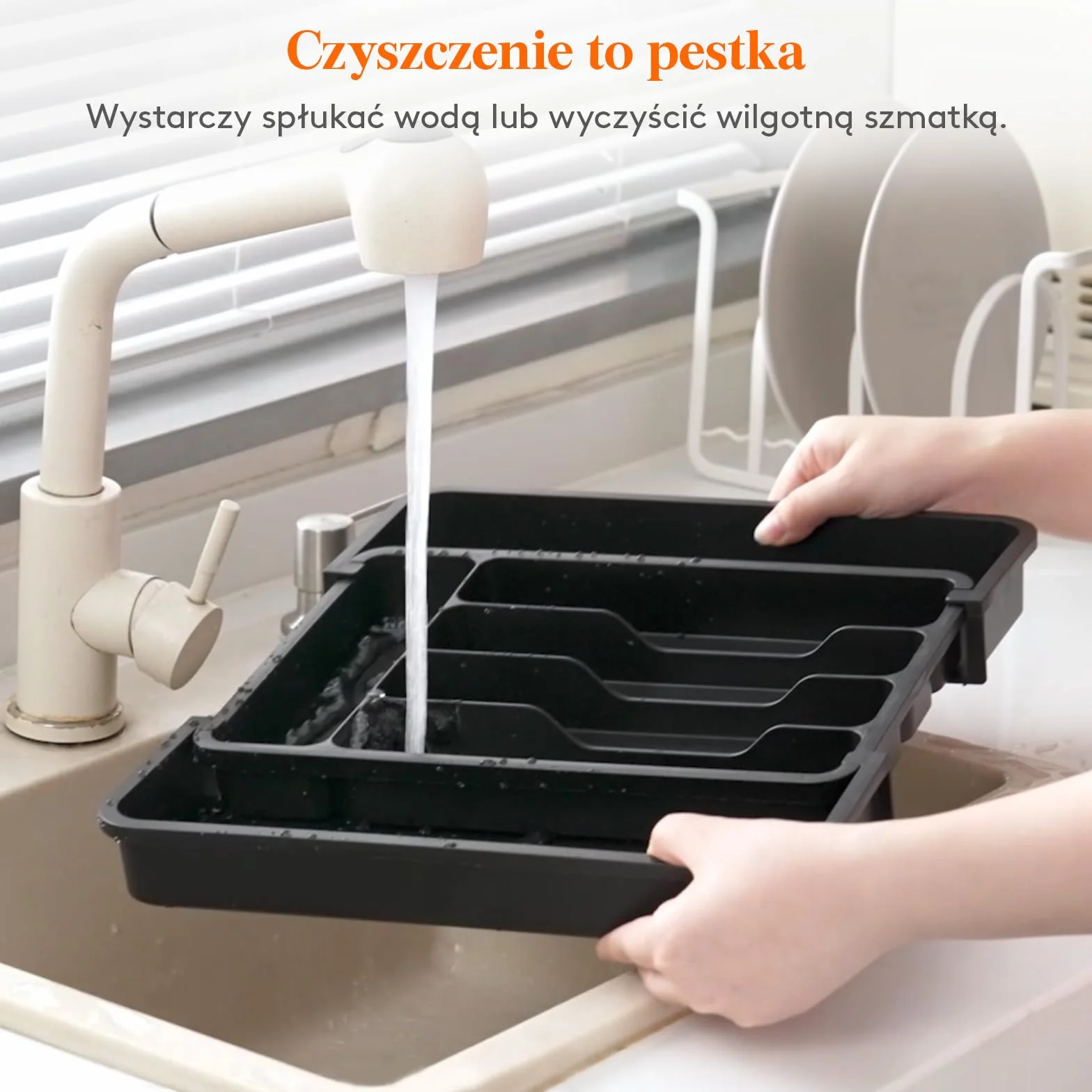 Lifewit Organizer do Szuflady Kuchennej na Sztućce, Rozszerzalna Wkład do Szuflad, Plastikowe Taca na Sztućce na Łyżki/Widelce/Noże, Głębokość 30,9 cm, Szerokość 22,6–37,3 cm, Czarny