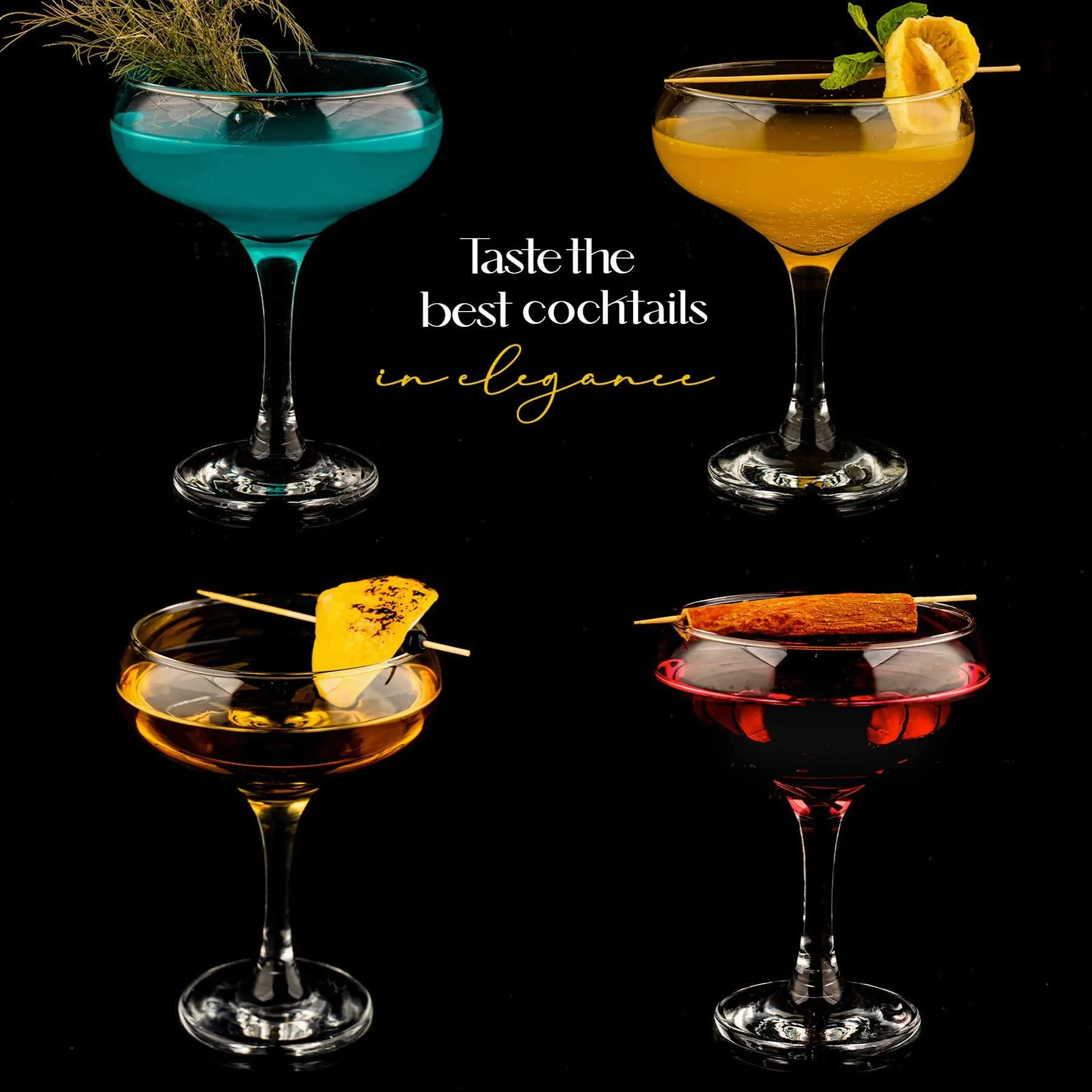 Zestaw 6 szklanek Martini 270 ml, szklanki coupe, długi trzonek