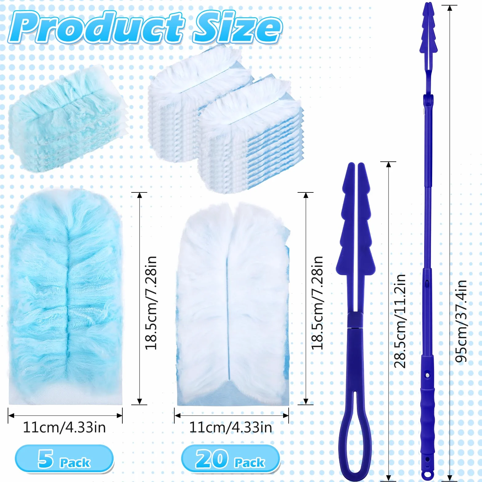 magnes 25 sztuk przeciwpyłowych, zestaw do uzupełniania Swiffer, ściereczki do magnesów Swiffer, opakowanie uzupełniające z 1 uchwytem i 1 drążkiem
