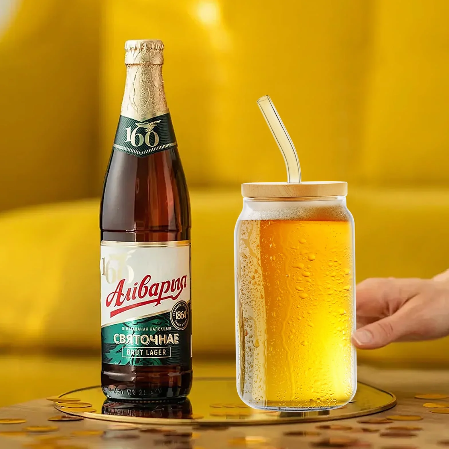 Szklane kubki zestaw 2 szt 500 ml wielokrotnego użytku do kawy koktajli