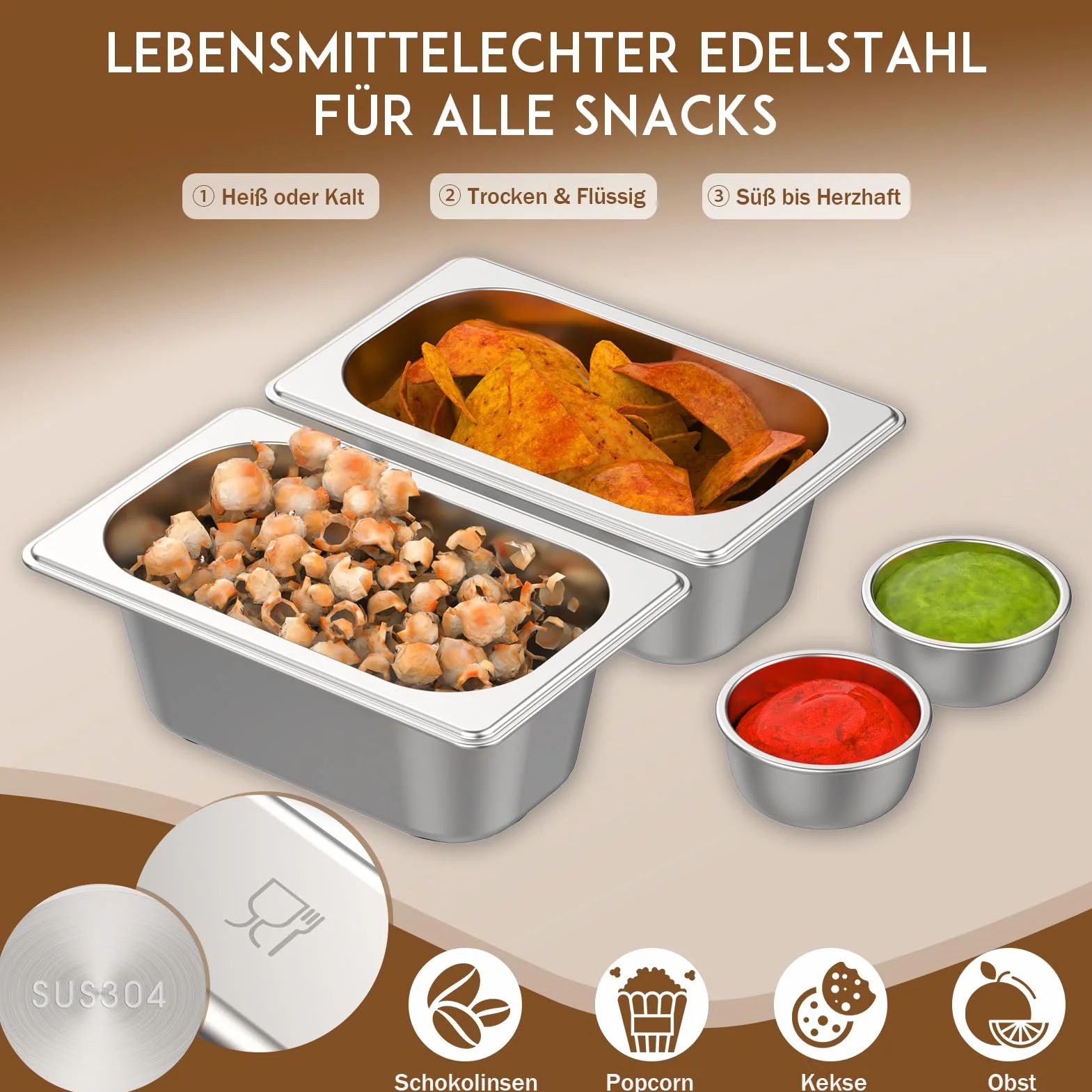 Yeabett Couchbar Snackbox z miseczkami ze stali nierdzewnej, odpinanym magnetycznym wieczkiem, wielofunkcyjna tacka na przekąski