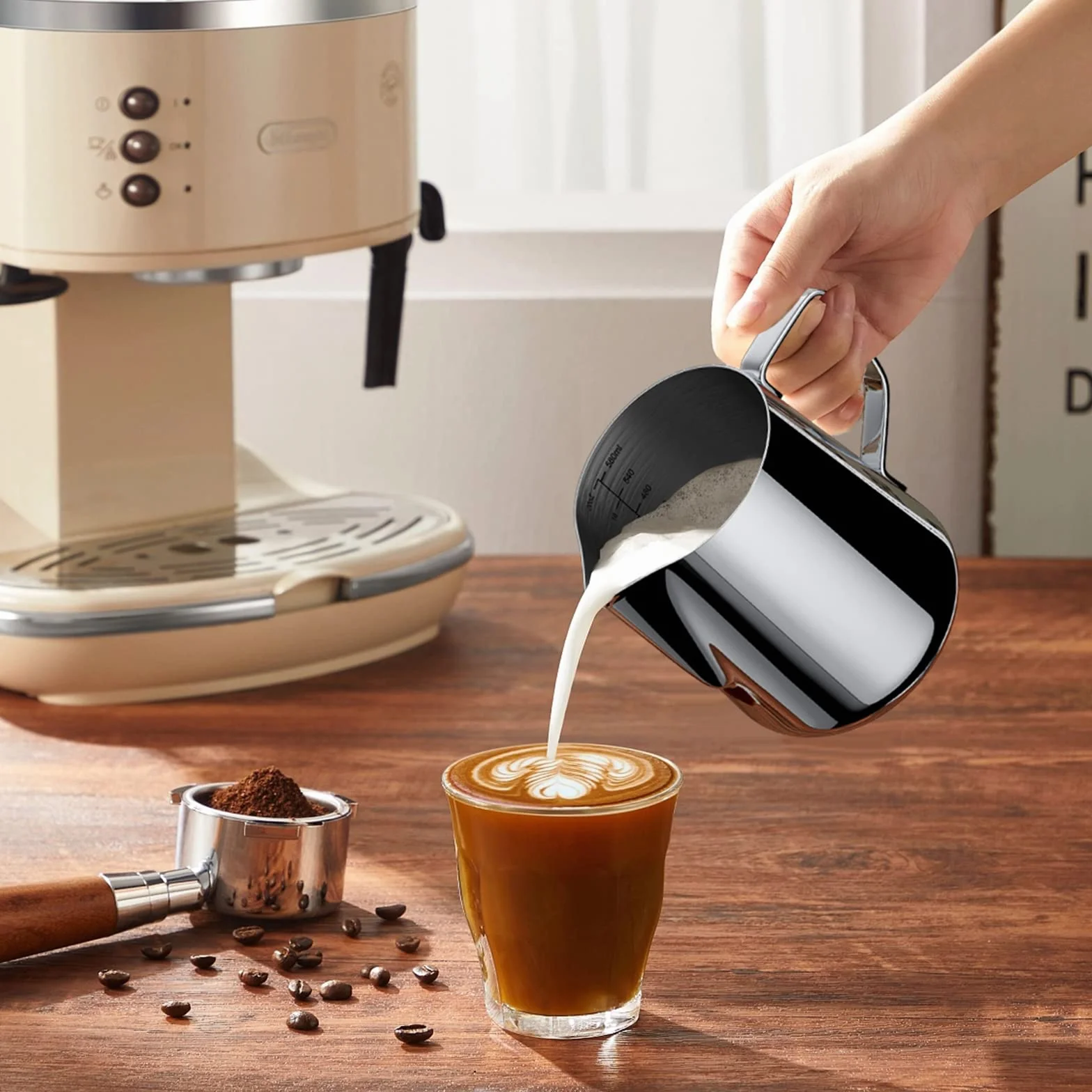 Newaner dzbanek do spieniania mleka 600 ml stal nierdzewna 304 12 uncji barista cappuccino espresso latte