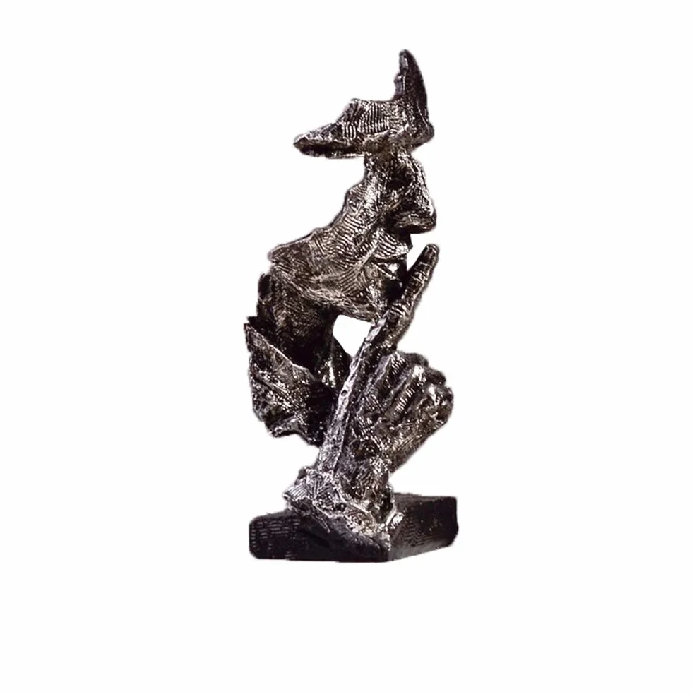Żywicowe rzeźby człowieka w formie twarzy, rzeźba abstrakcyjna, sztuka nowoczesna, rzeźba ciszy, figurki srebrne-S(17 * 7 cm)