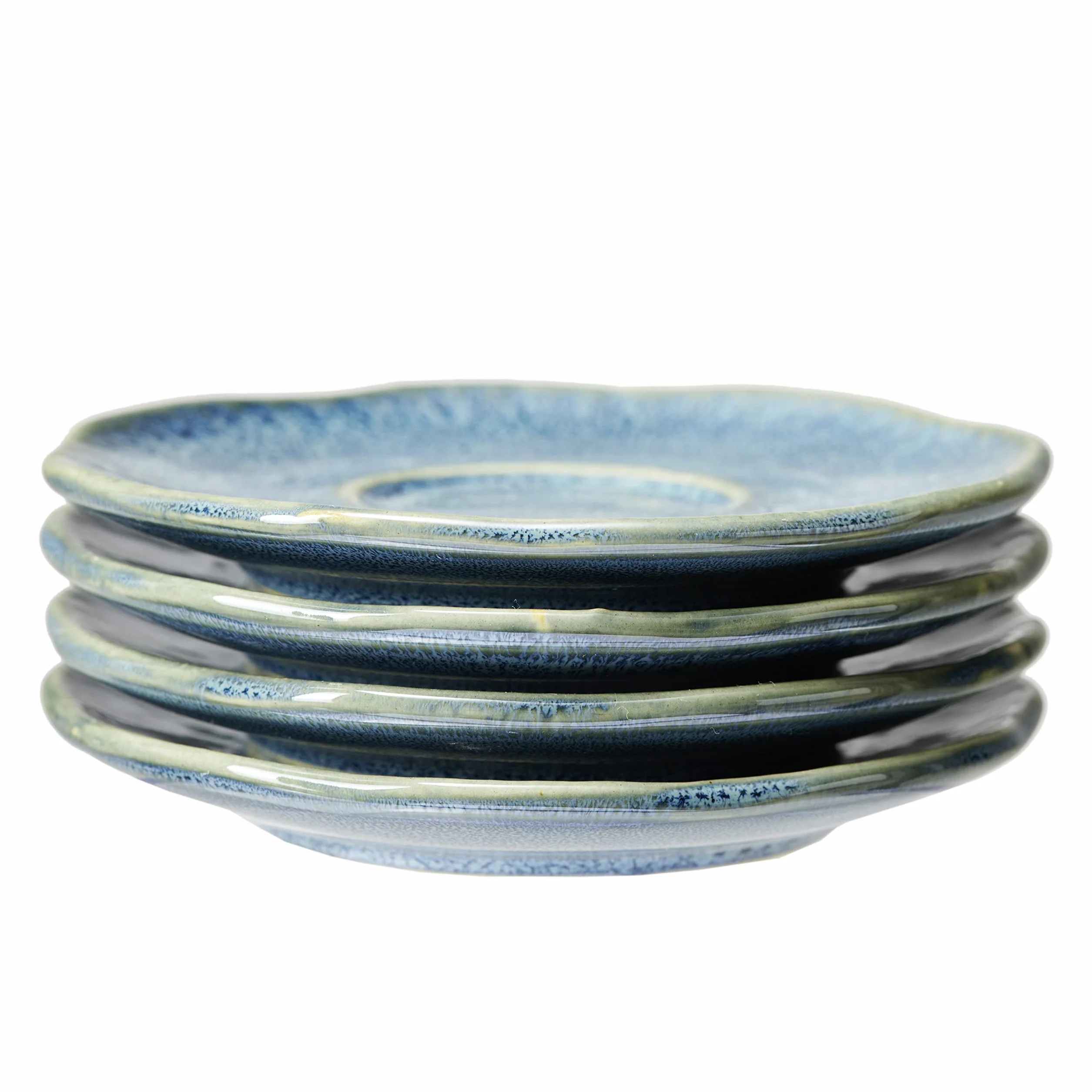 Leonardo Matera 018603 podstawki do filiżanek do espresso, 4 ceramiczne spodki, niebieskie Ø 11 cm, 018603