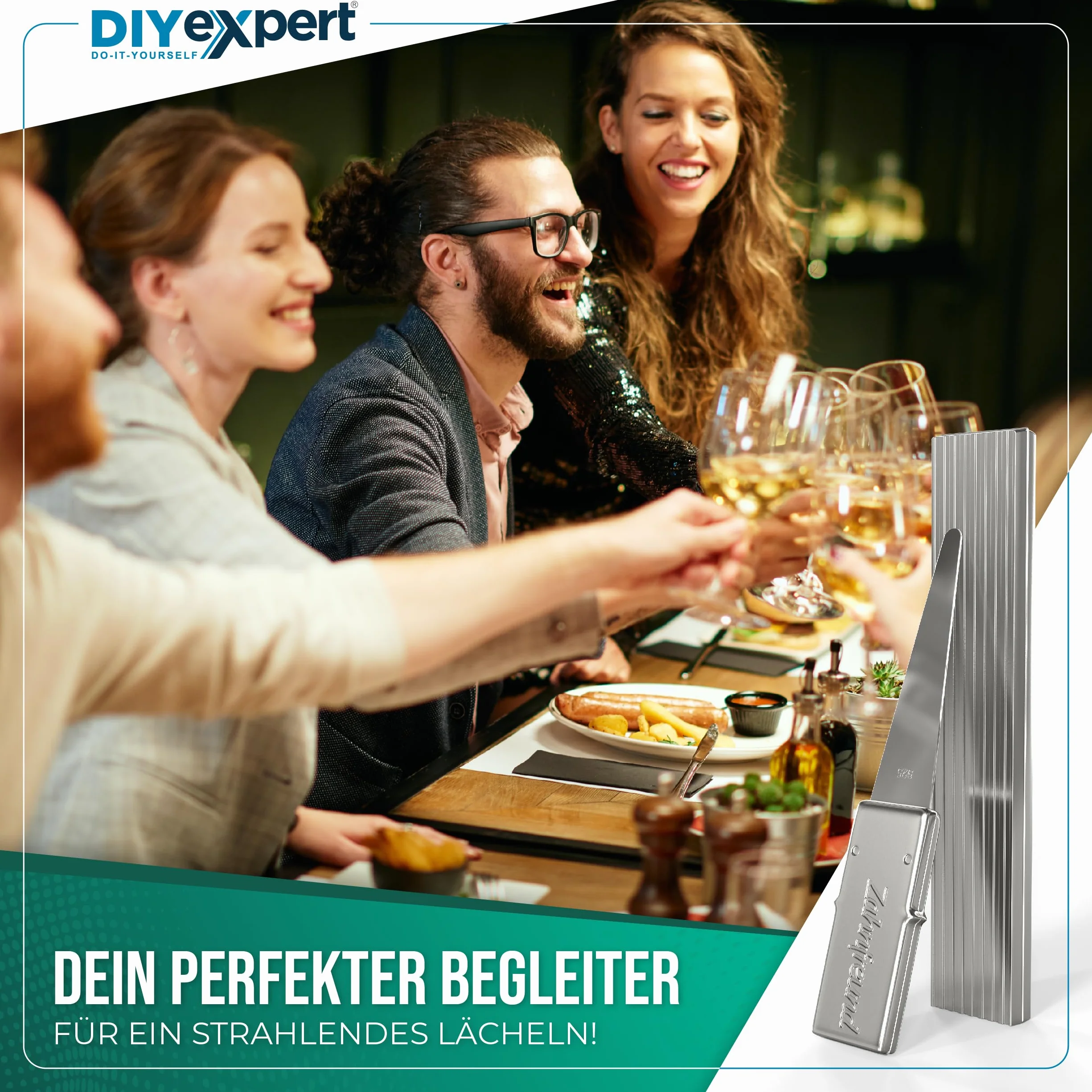 DIYexpert Srebrna Wykałaczka do zębów z metalu Made in Germany 1 sztuka