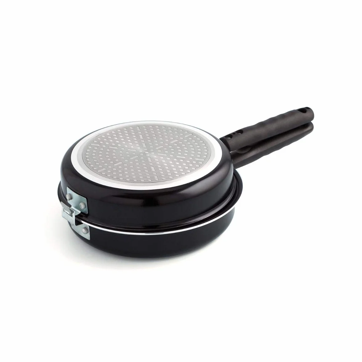 Quid Gastro Fun podwójna patelnia do omletów, 24 cm, z nadrukiem, metal, czarna