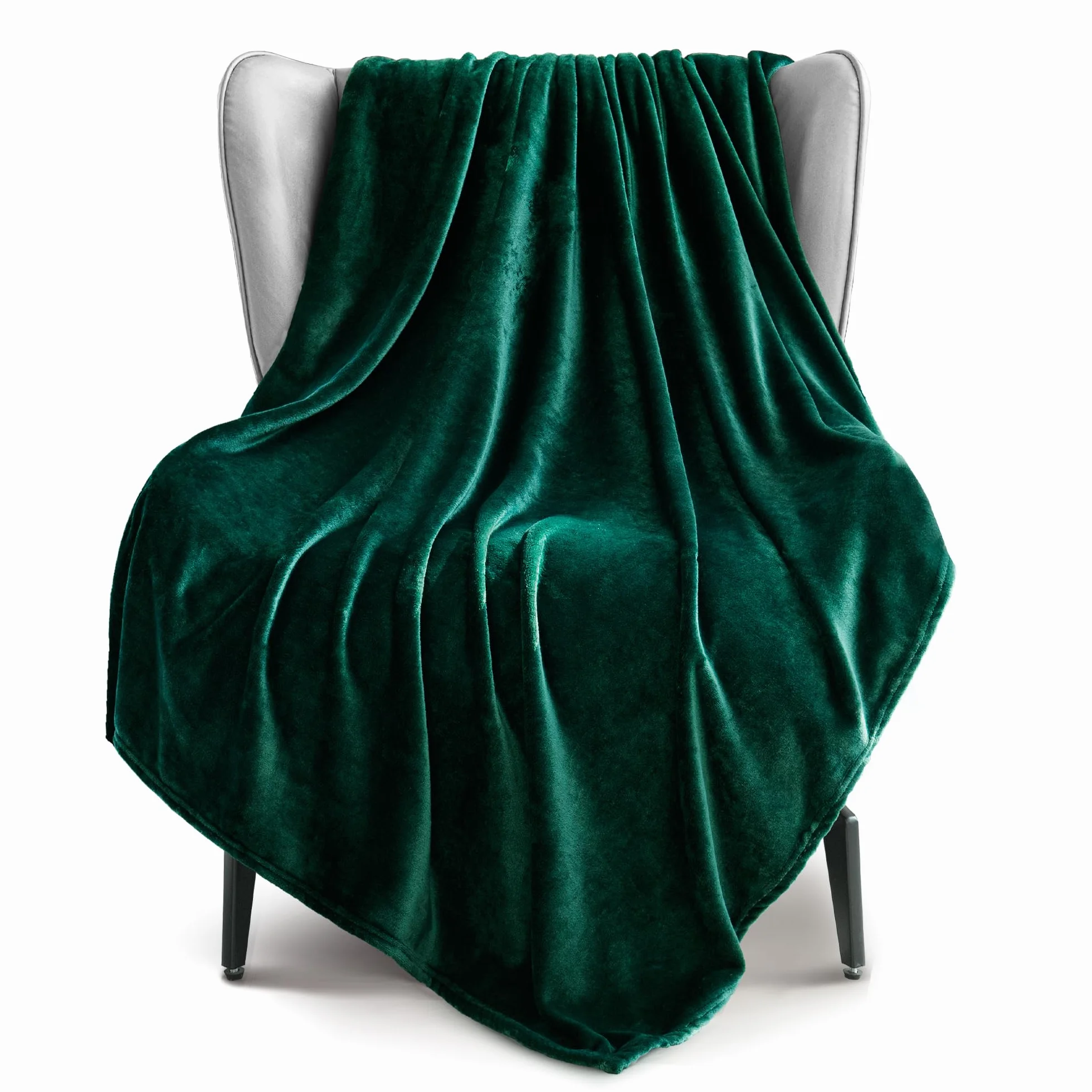 Forest Green Flannel Velvet Plush Throw Blanket