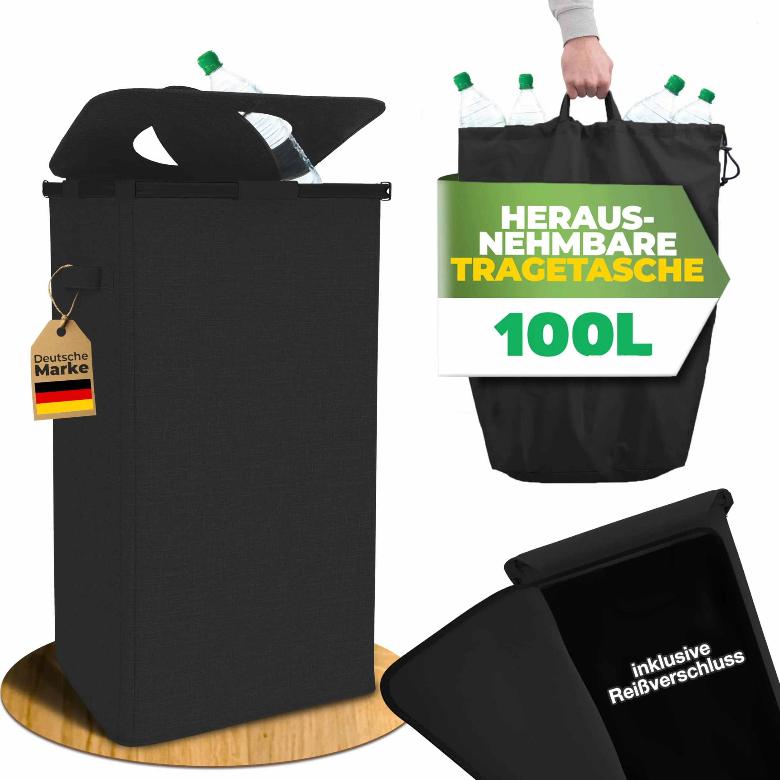COTTARA® Butelki z kaucją, pojemnik kolekcjonerski z torbą do przenoszenia, drzwi z tyłu i obrotową pokrywką na butelkach z kaucją, idealny pojemnik na zastaw, pojemnik na butelki puste pojemniki