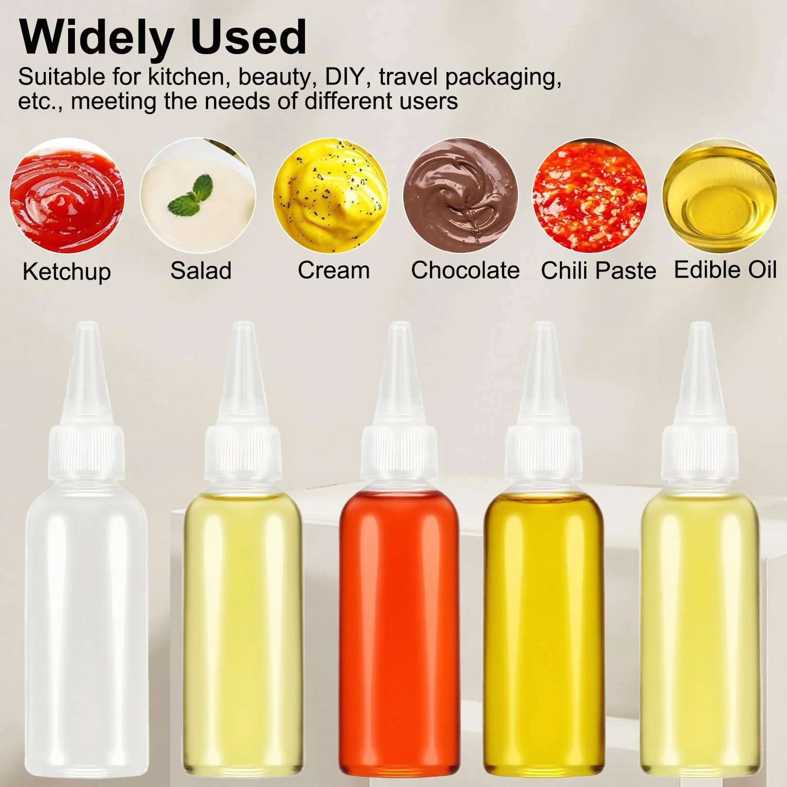 14 sztuk 100 ml butelki do wyciskania, aplikator, butelki do wyciskania 100 ml, małe plastikowe butelki do napełniania, butelki na olej, sos, sos, sos, lejki, etykiety, długopisy, 14 sztuk