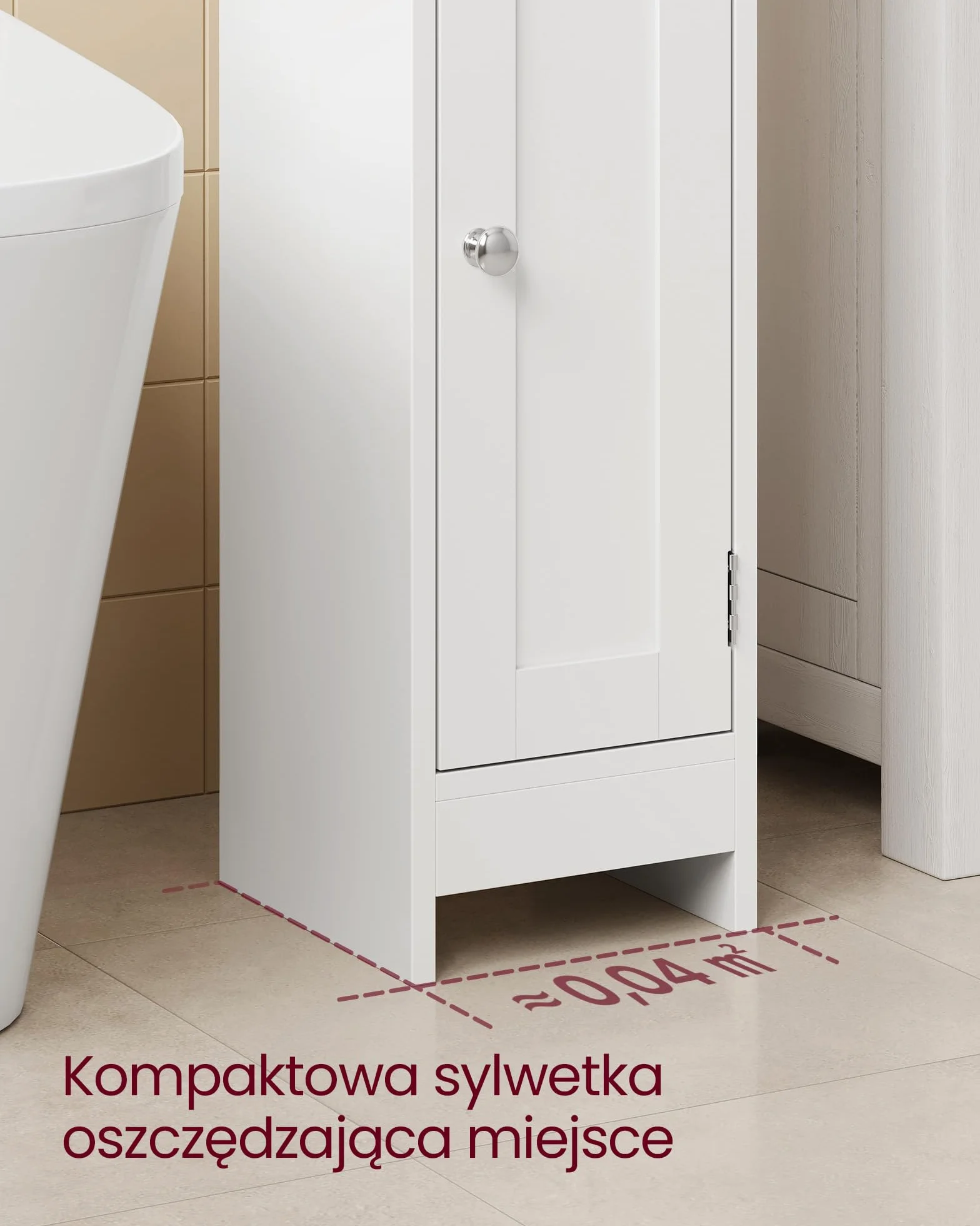 VASAGLE szafka pod toaletę, szafka łazienkowa, szafka łazienkowa, wąska półka łazienkowa, regulowane półki, oszczędność miejsca, łatwy montaż, biały BBC310W01