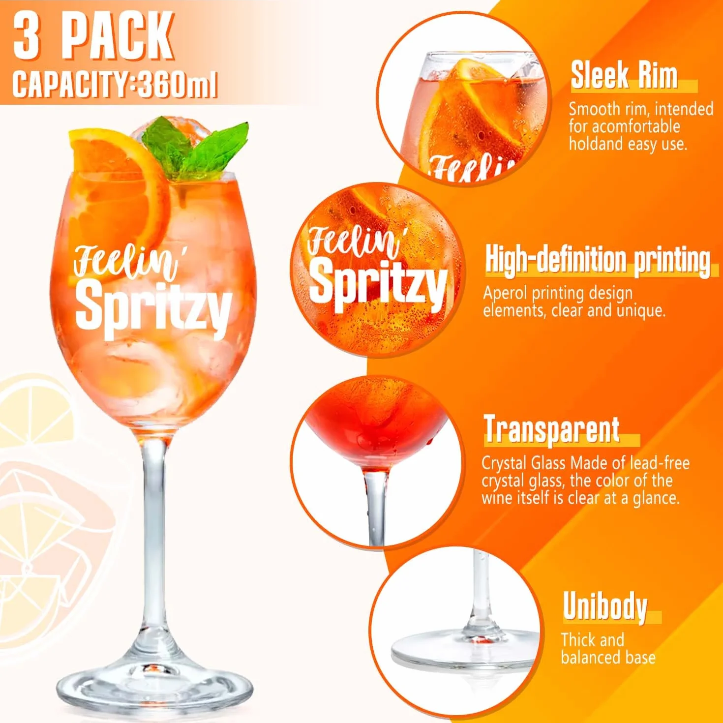 Aperol Spritz Zestaw 3 szklanek Aperol O'Clock szklane słomki podstawki korkowe