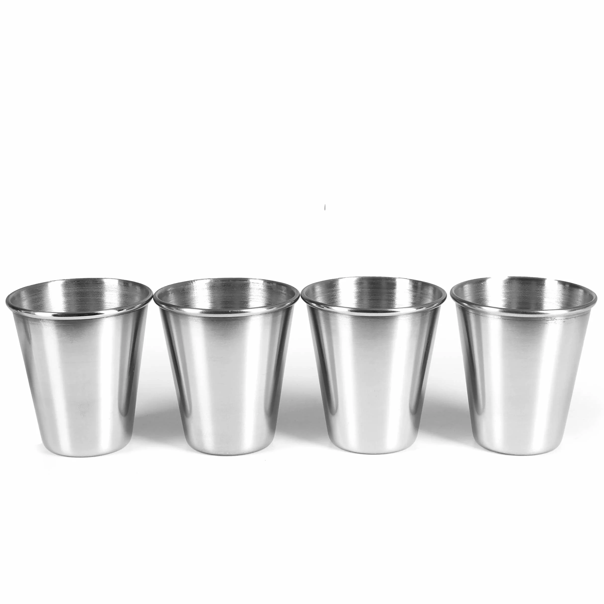 Kieliszki metalowe na shota 60 ml zestaw 4 szt stal nierdzewna srebrna skórzane etui