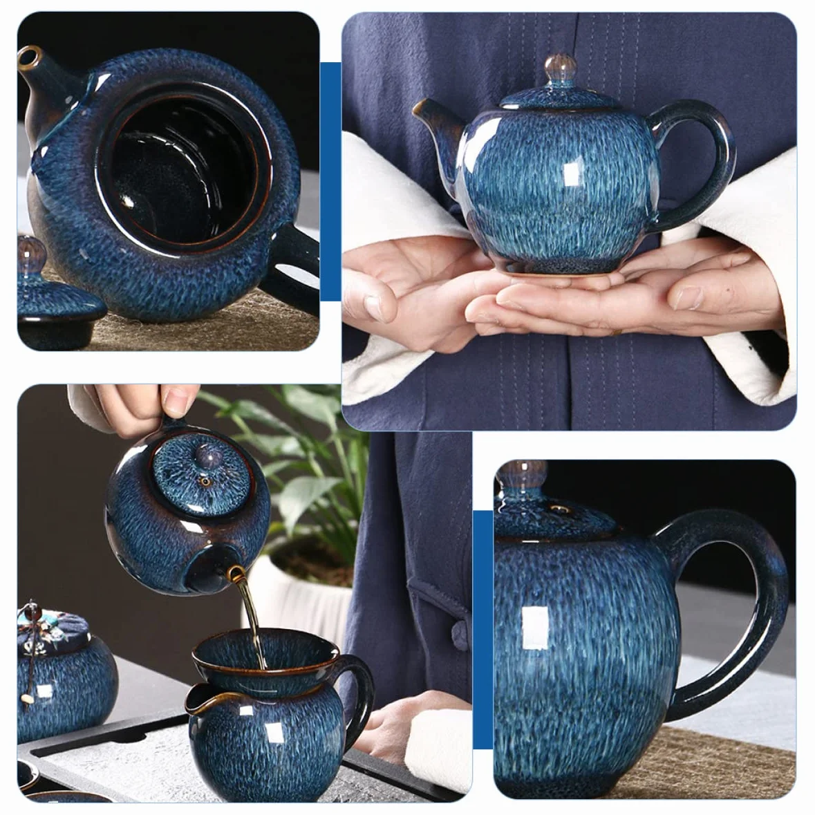 KICHOUSE Ceramic Teapot 300ml with Removable Stainless Steel Infuser for Loose Tea