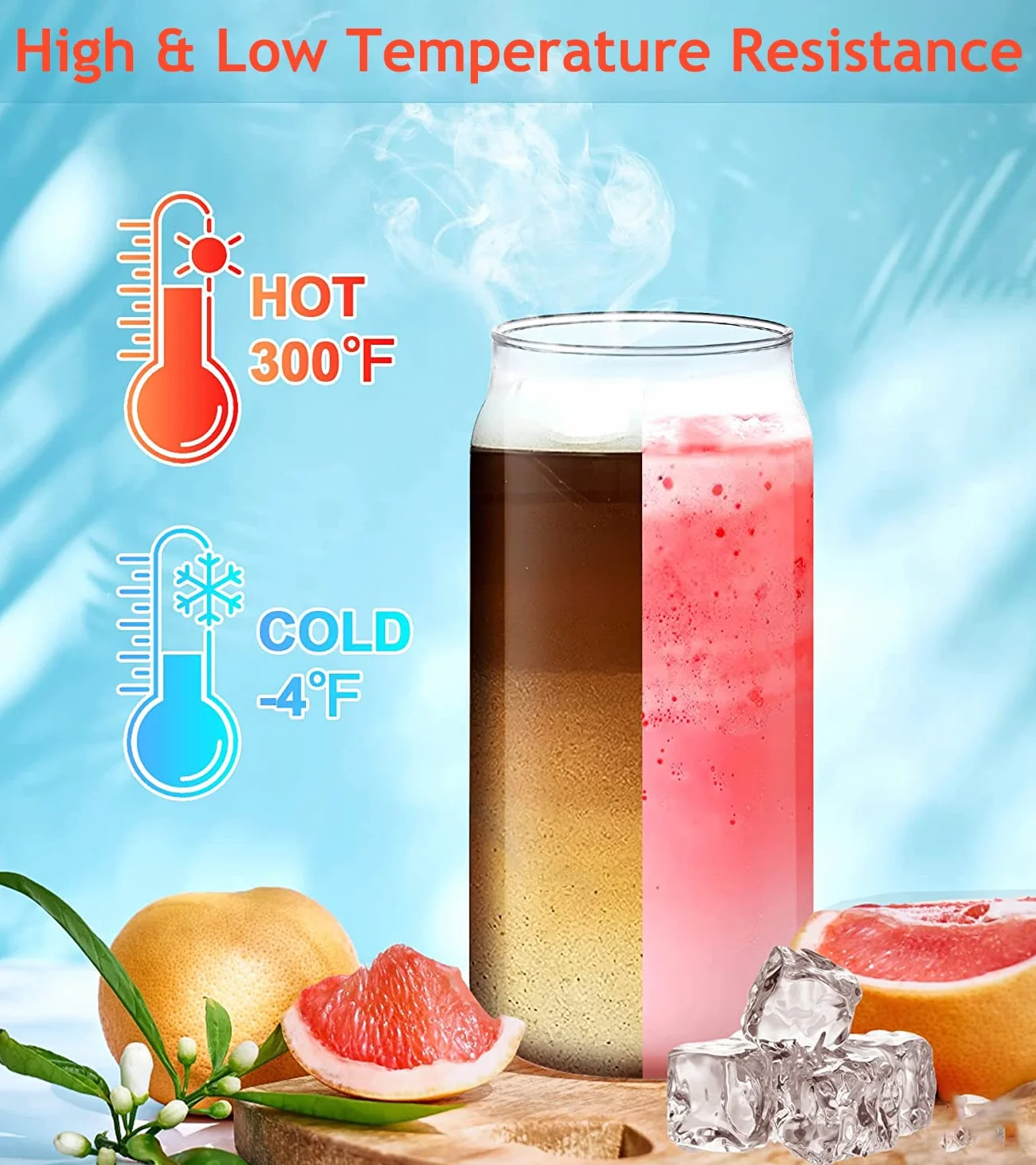 Szklanki do napojów z pokrywką i słomką, szklanki do kawy mrożonej 500 ml, estetyczne szklanki ze słomką, szklane kubki do smoothie, latte, macchiato, whisky (6 szt.)