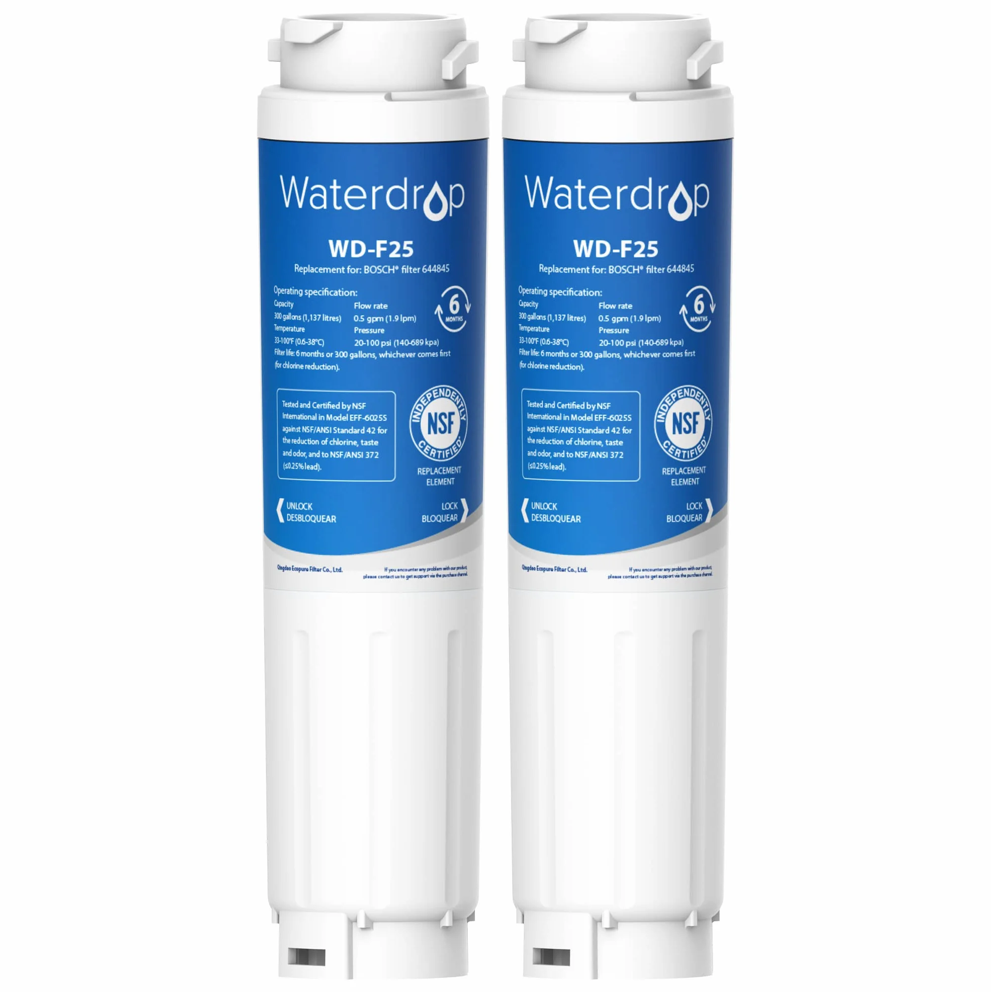 Waterdrop 644845 Filtr do Wody do Lodówki Kompatybilny z Bosch Ultra Clarity Siemens Neff Miele
