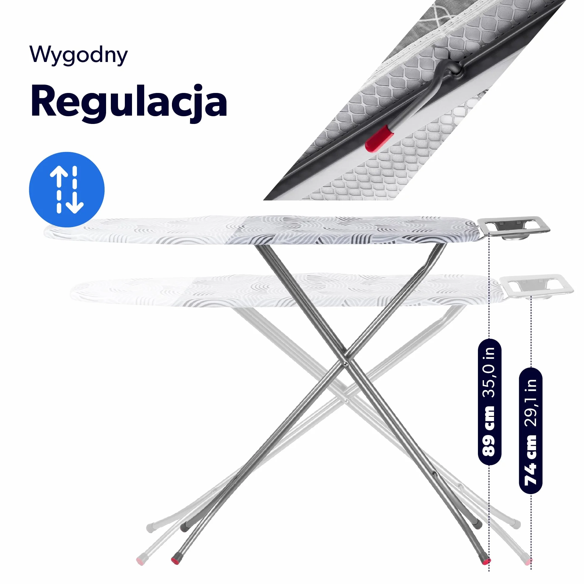 KADAX Deska do prasowania 114 x 34 cm do żelazek parowych z półką na żelazko i 5 mm podkładem, metalowa siatka odprowadza parę, antypoślizgowe stopki zapobiegają przesuwaniu