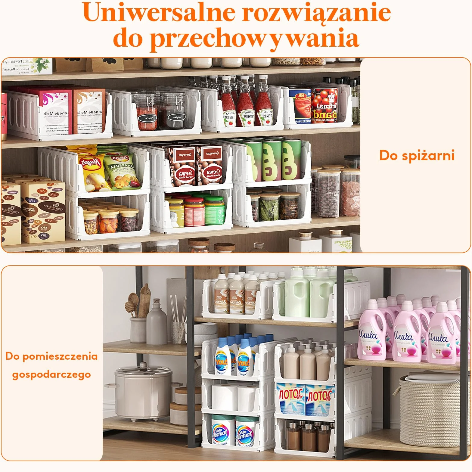 Lifewit 5 Sztuk Organizer do Szafy, Pojemniki na Ubrania, Które Można Ustawiać Jeden na Drugim, Pudełka do Przechowywania Przedmiotów w Kuchni, Łazience i Sypialni, Białe