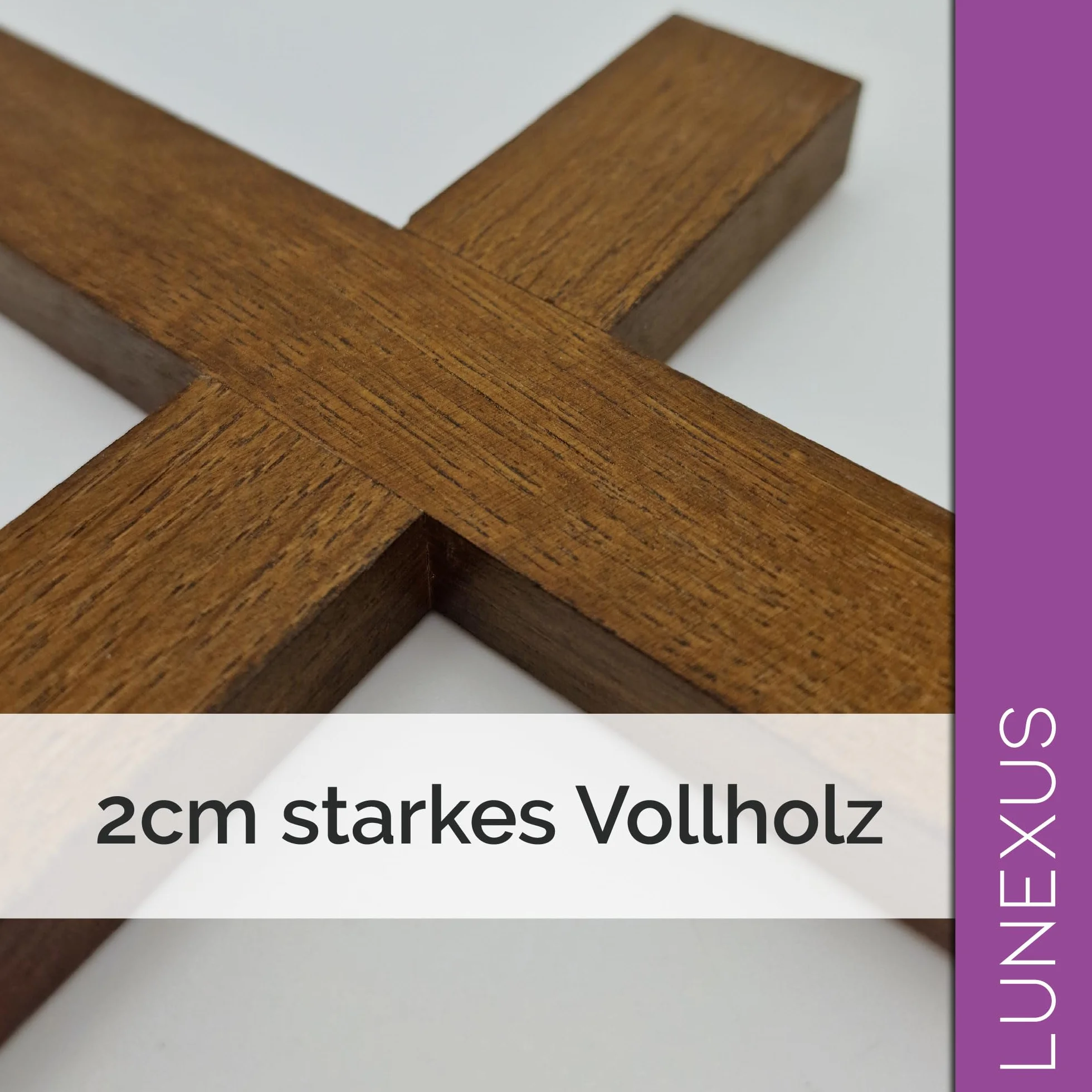 Lunexus Drewniany krzyż ścienny 30 cm drewno bukowe - błogosławiony - ręcznie wykonany krzyż drewniany krzyż ścienny do zawieszenia, ołtarz domowy, krzyż, dekoracja, błogosławiony, prezent, komunia
