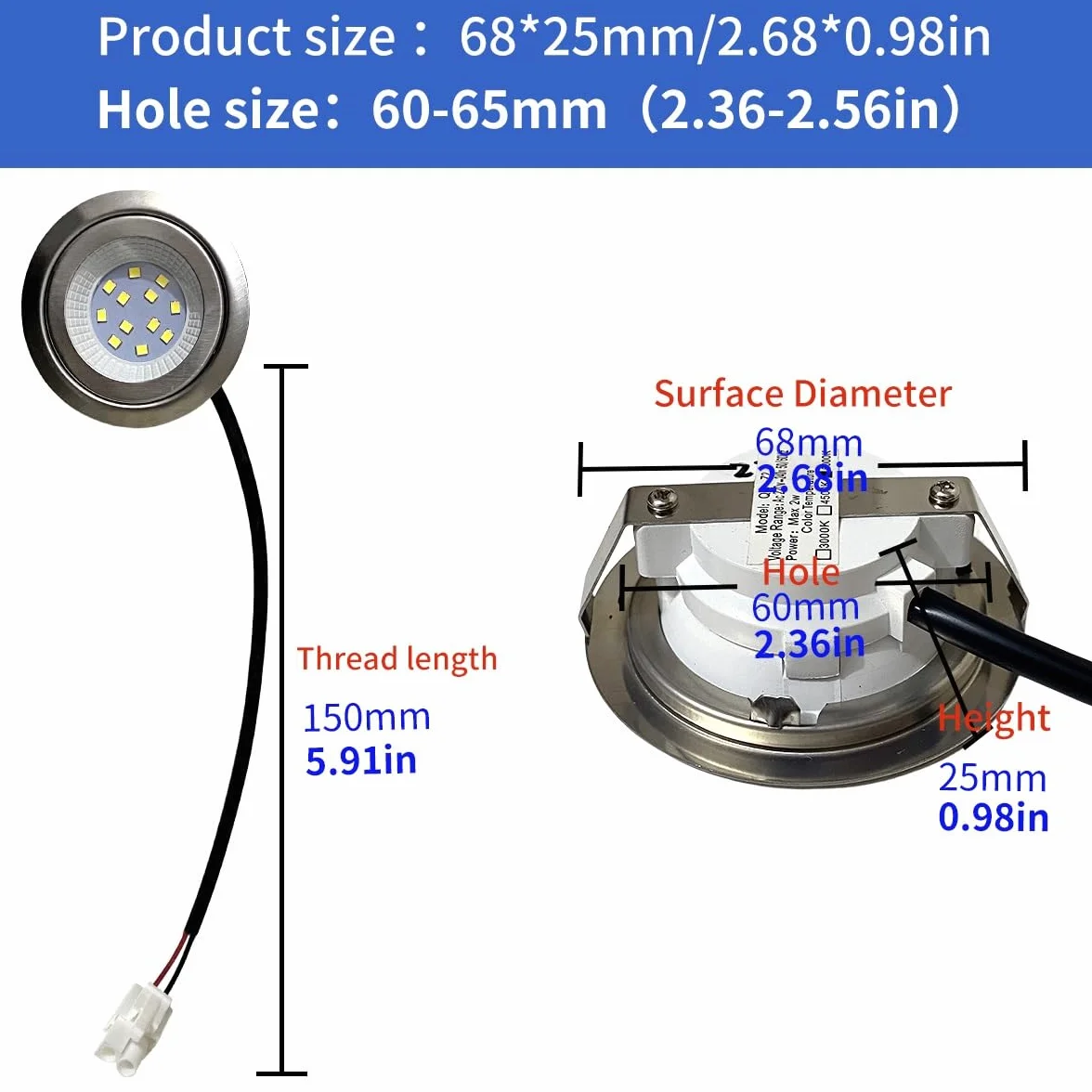 LED kuchenka kuchenna okap kuchenny 55-60mm lampa wentylatora oddymiającego 20W odpowiednik halogenowy DC 12V 220V 1.5W