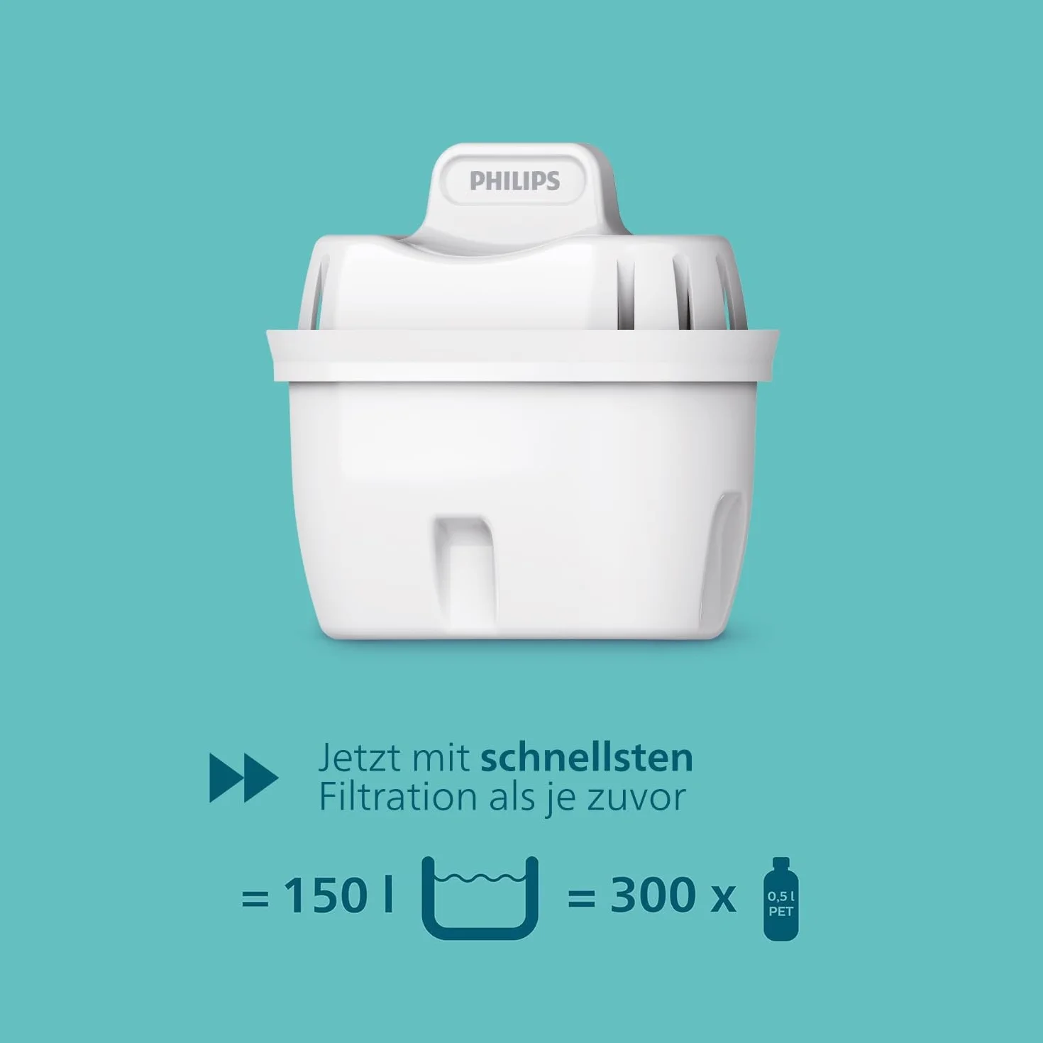 Philips dzbanek filtrujący do wody + 4 wymienne wkłady filtrujące, do 50% redukcji twardości wody, szybki przepływ, biały, 2,6 l, elektroniczny timer
