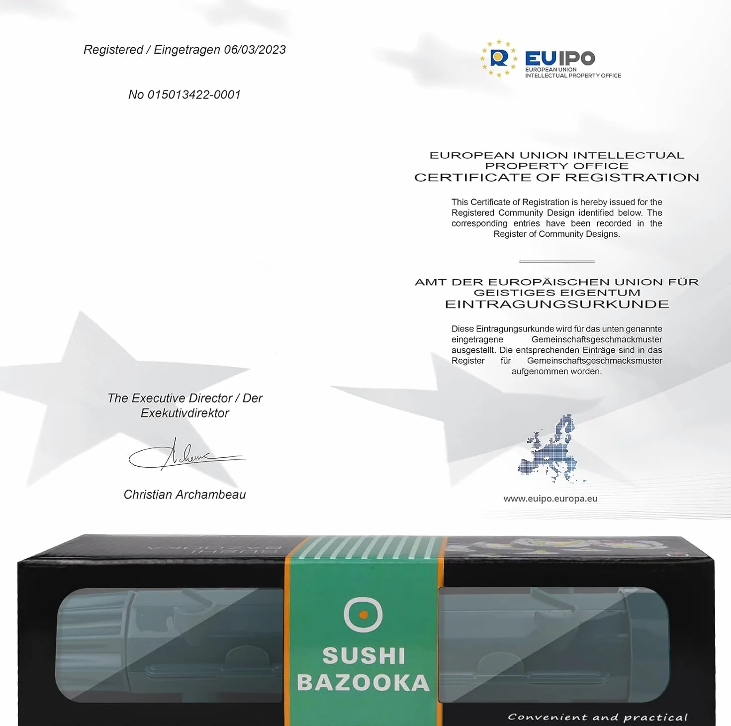 CHRI Bazooka zestaw do sushi, zestaw do sushi do samodzielnego wykonania, wałek do sushi, bazooka i mata bambusowa dla początkujących (pomarańczowa)