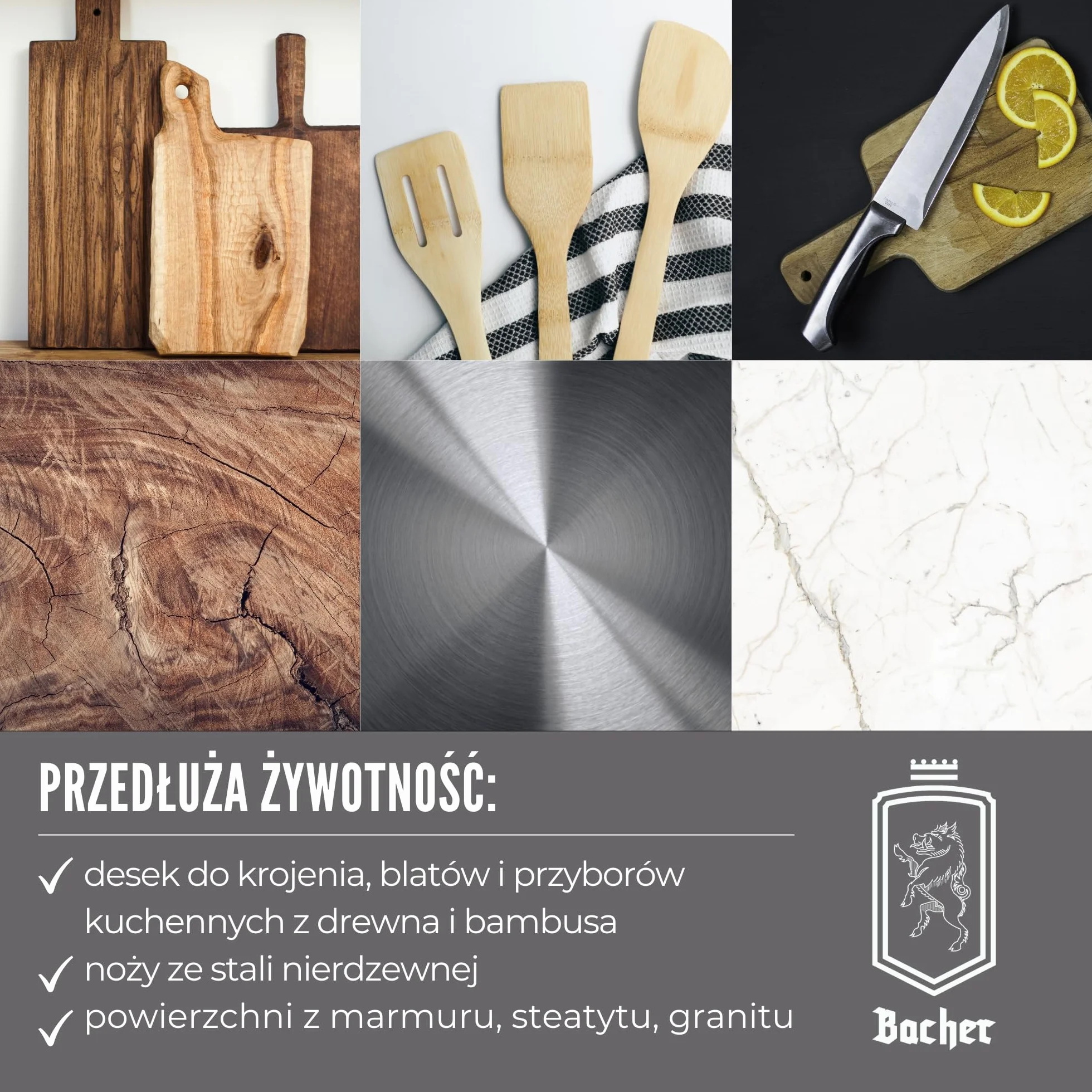BACHER Olej do Desek do Krojenia - Jakość spożywcza - Naturalna Pielęgnacja Bloków Rzeźniczych, Drewnianych Blatów Kuchennych – 200 ml
