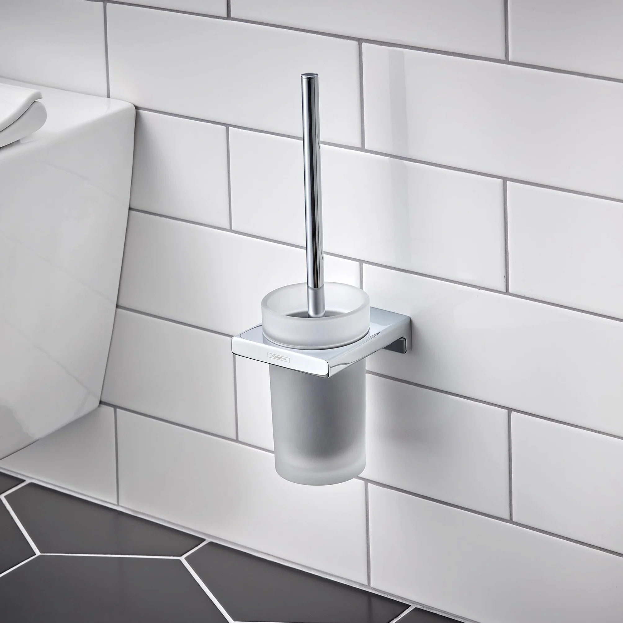 hansgrohe AddStoris Uchwyt na papier toaletowy z osłoną czarny chrom szczotkowany, 41753340