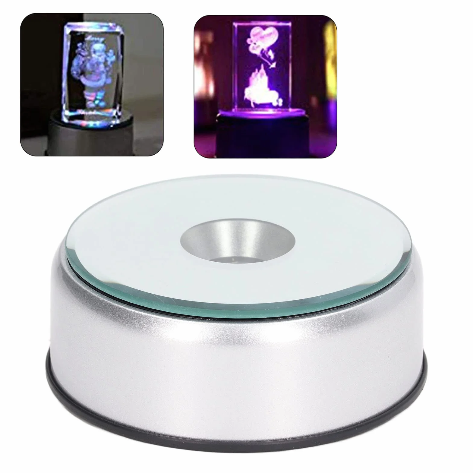 Obrotowy Stojak Ekspozycyjny, Obrotowy Gramofon z Automatycznym Wyciszeniem 360 Stopni, Podstawa Wyświetlacza LED do ładowania USB, Wirujący Wyświetlacz do Stojaków Kryształowych