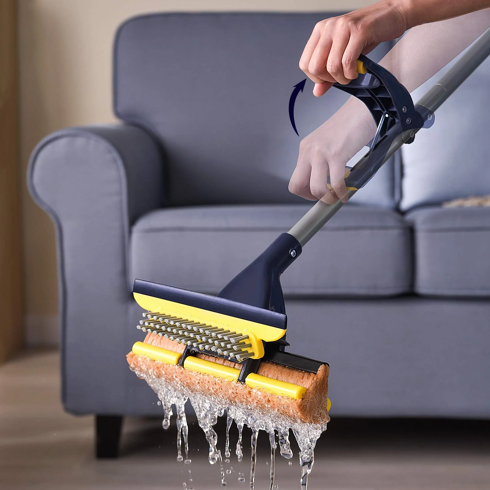 Yocada Mop gąbkowy 100-130 cm z raklą i wysuwanym teleskopowym uchwytem
