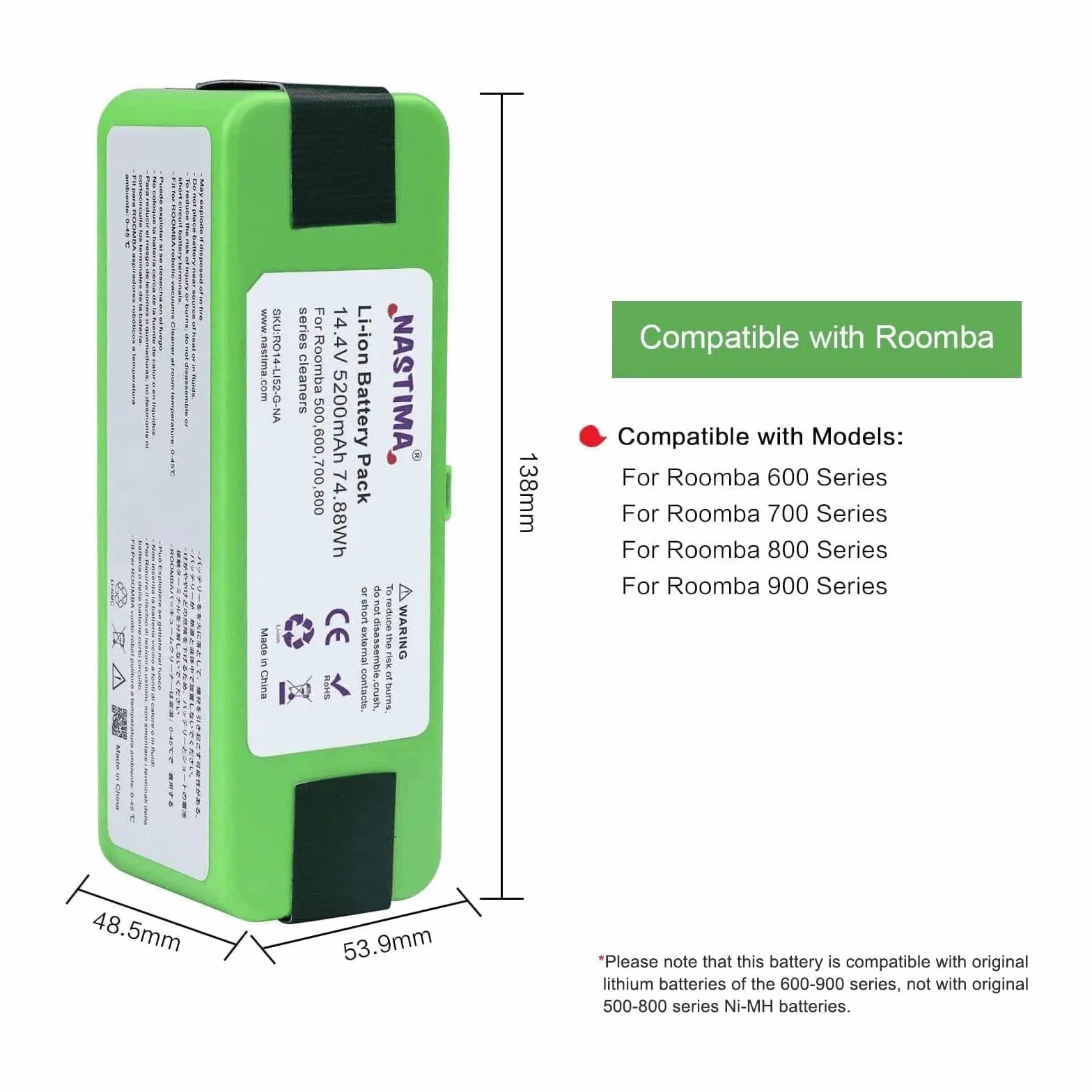 Akumulator litowo-jonowy 14,4 V 5200 mAh do Roomba seria 600-900
