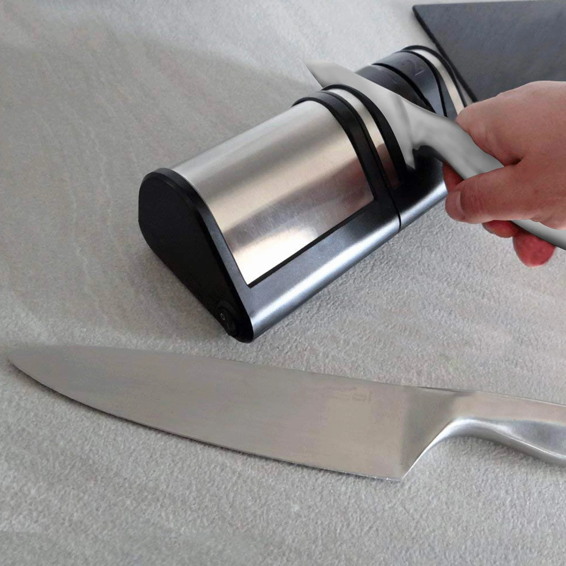 FISHTEC Elektryczna ostrzałka do noży kuchennych 2-poziomowa diamentowa 21 cm